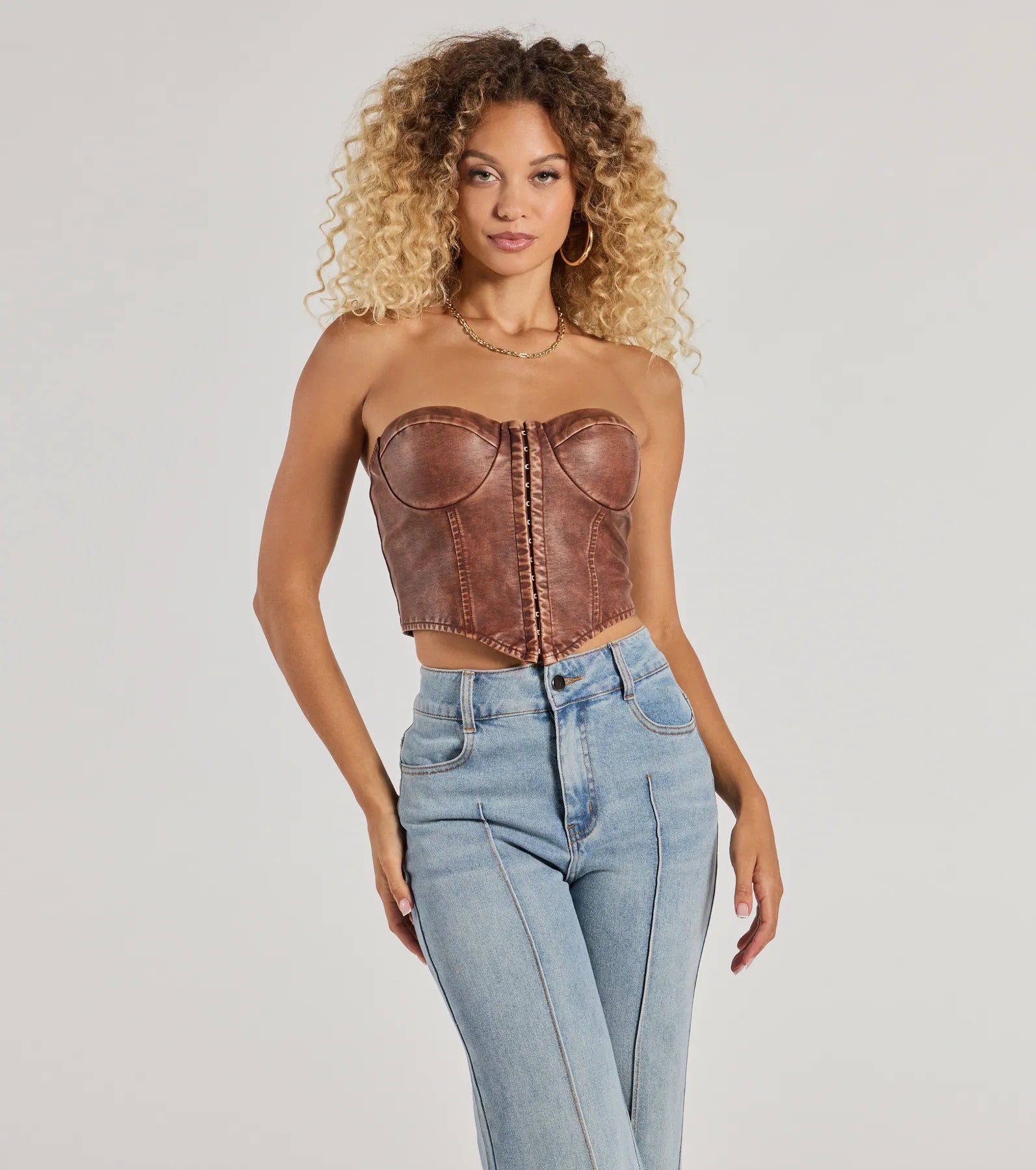 Ultimate Bold Faux Leather Cropped Corset - Statement Piece