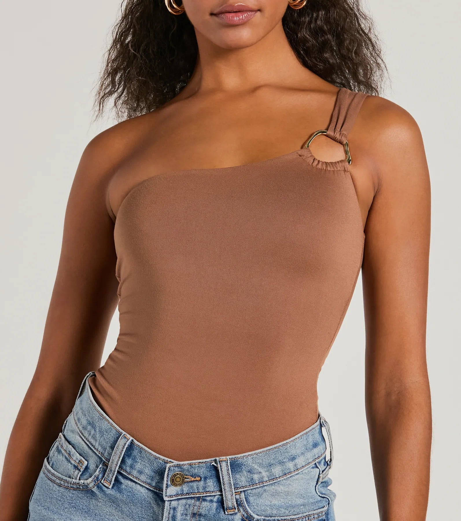 Ultimate One-Shoulder Hoop Bodysuit - Sleek & Confident