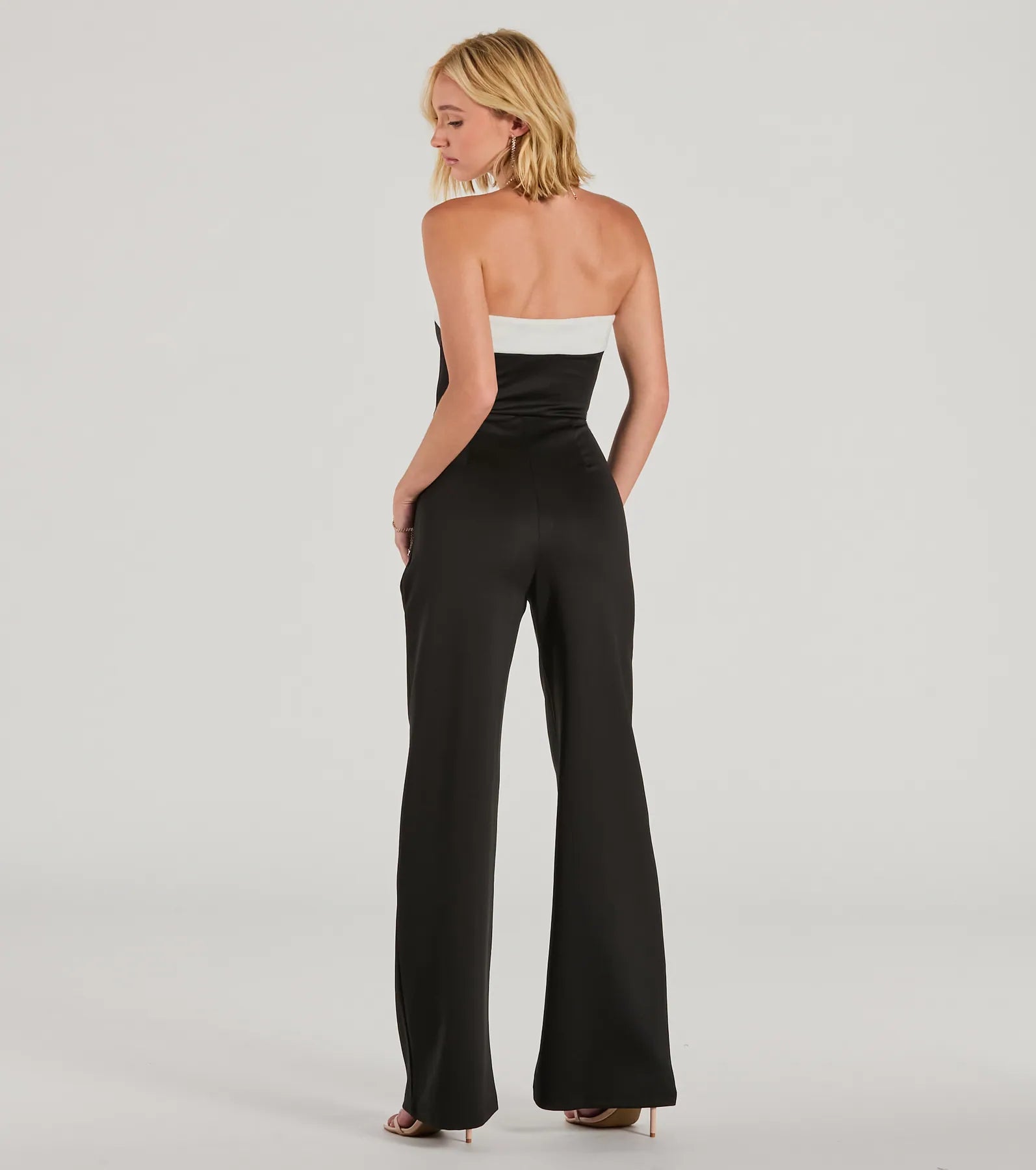 Premium Strapless Wide-Leg Jumpsuit - Ultimate Cocktail Attire