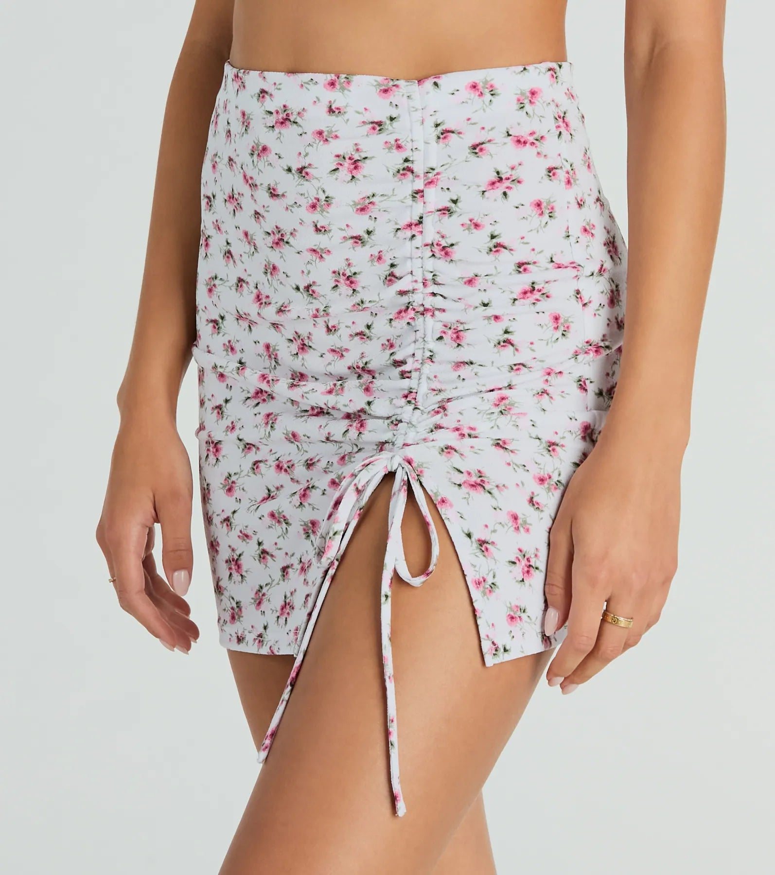 Ultimate Sweet Flirt High Waist Floral Ruched Mini Skirt