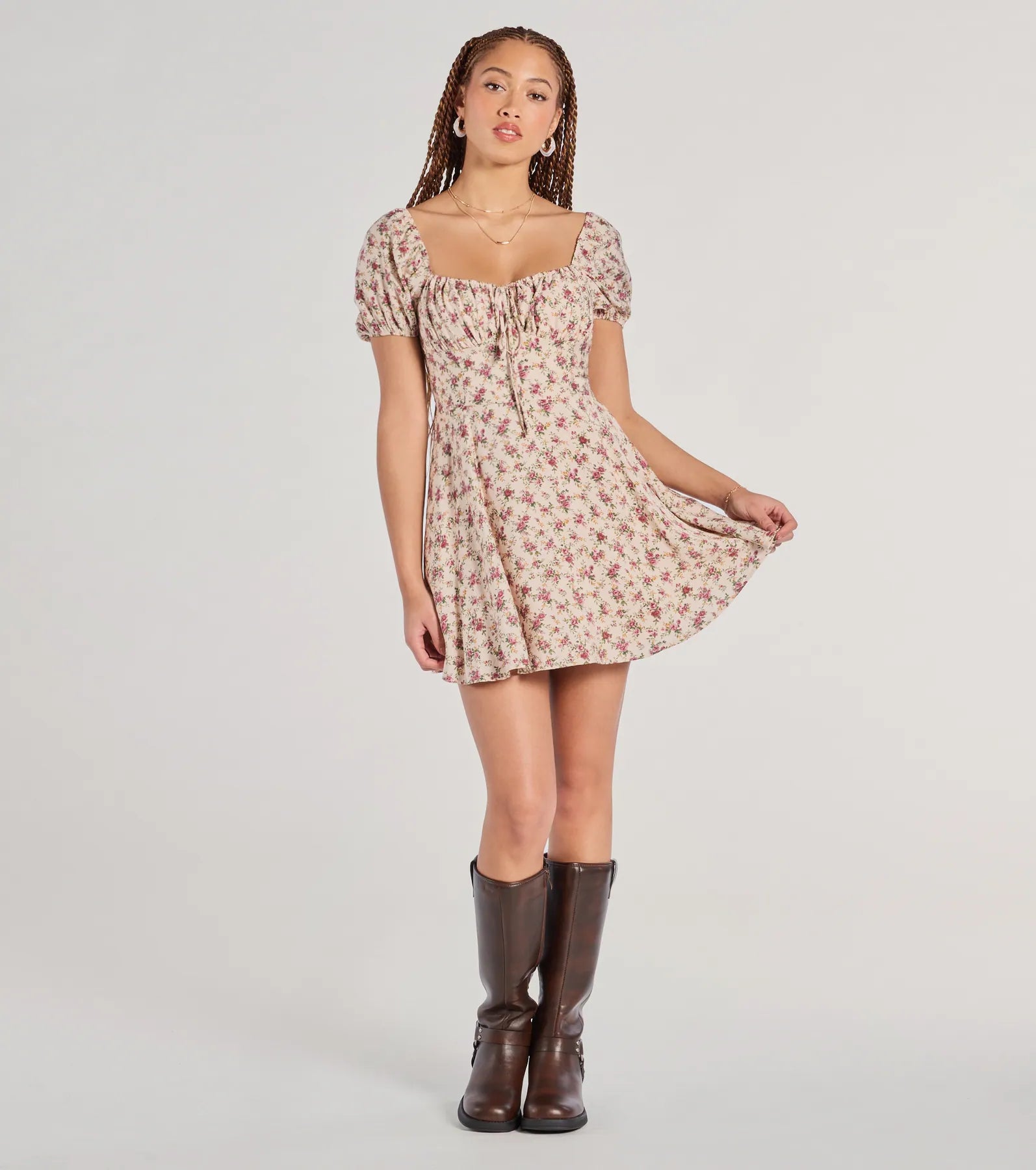 Ultimate Floral Puff Sleeve Skater Dress - Darling Rose Edition