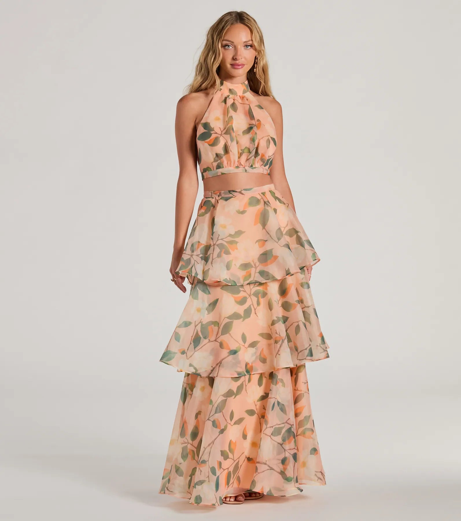 Ultimate Elegance Floral Chiffon Maxi Skirt with Tiered Ruffles