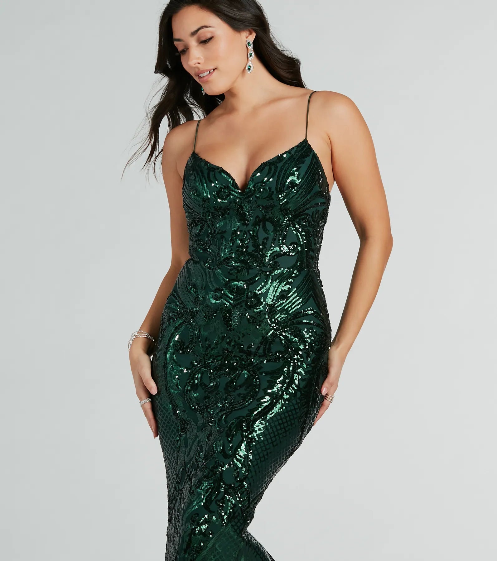 Premium Lorlia Sequin Scroll Mermaid Gown for Special Occasions