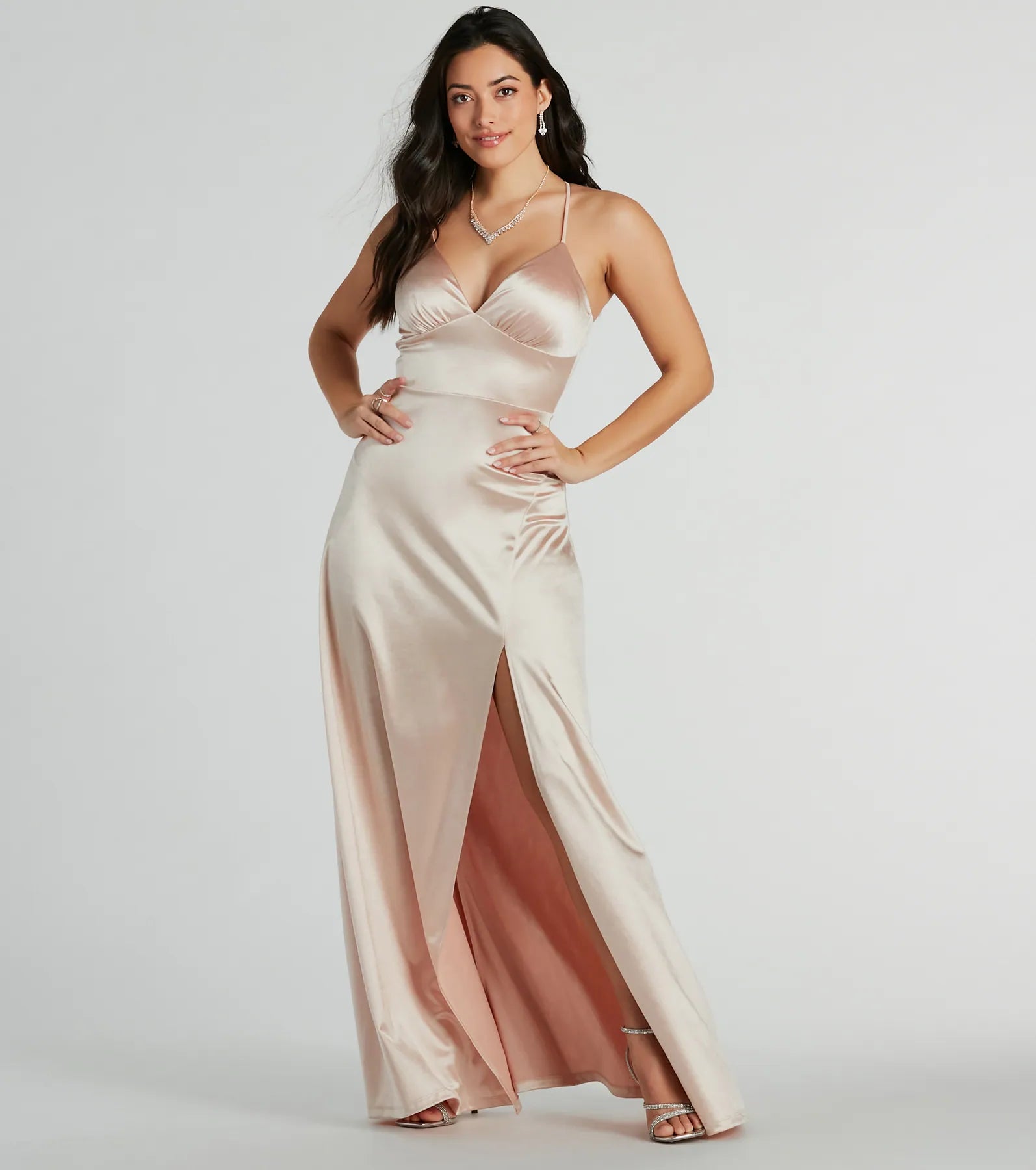 Laurel Luxe Lace-Up Satin Formal Gown