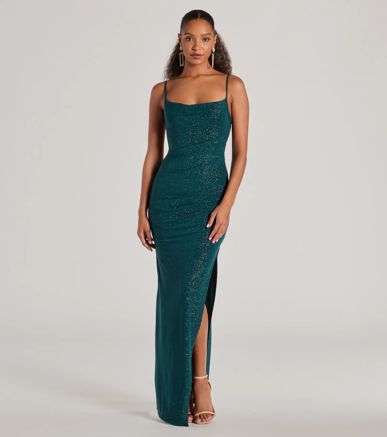 Ultimate Glamour: Kelly Cowl Neck Mermaid Glitter Dress