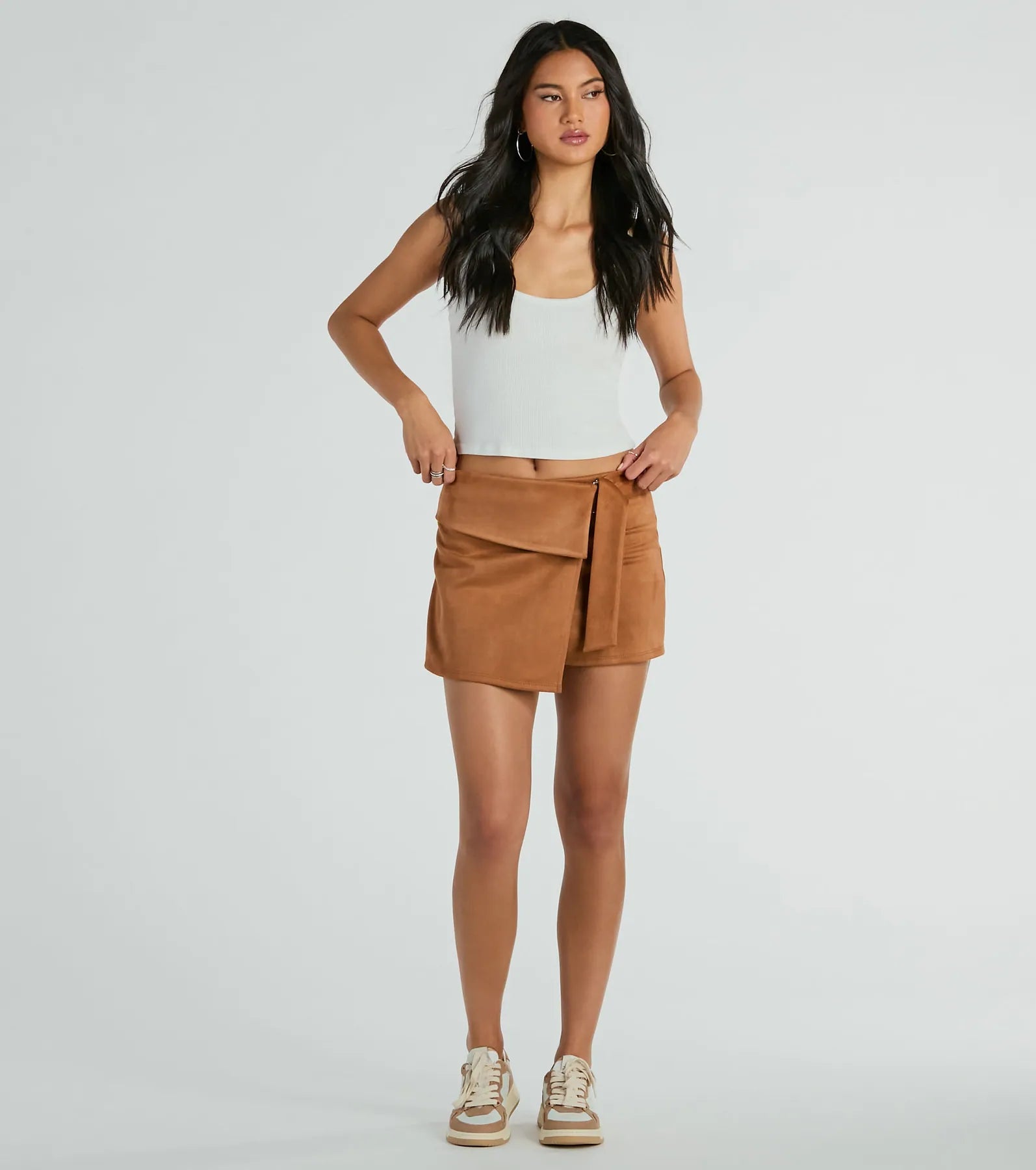 Ultimate Chic Faux Suede Belted Skort