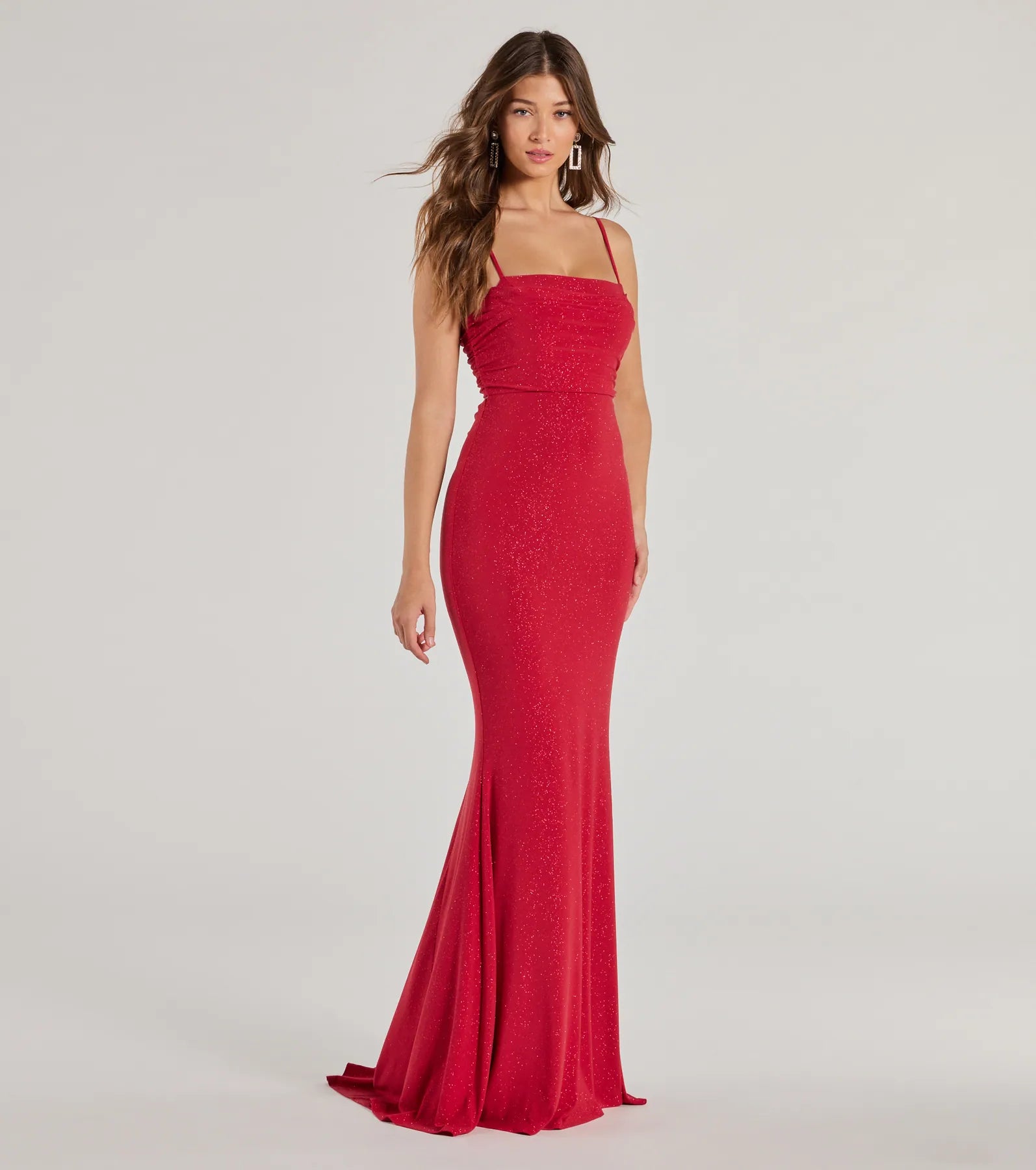 Premium Glitter Lace-Up Mermaid Gown for Special Occasions