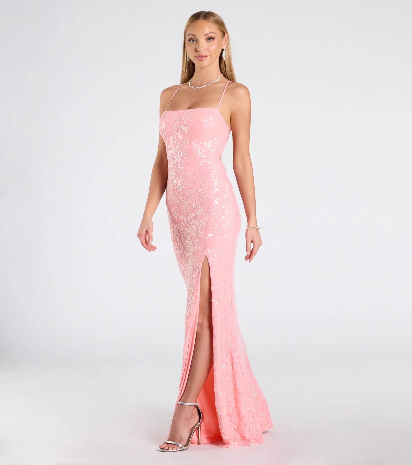 Mariah Ultimate Lace-Up Sequin Mermaid Dress