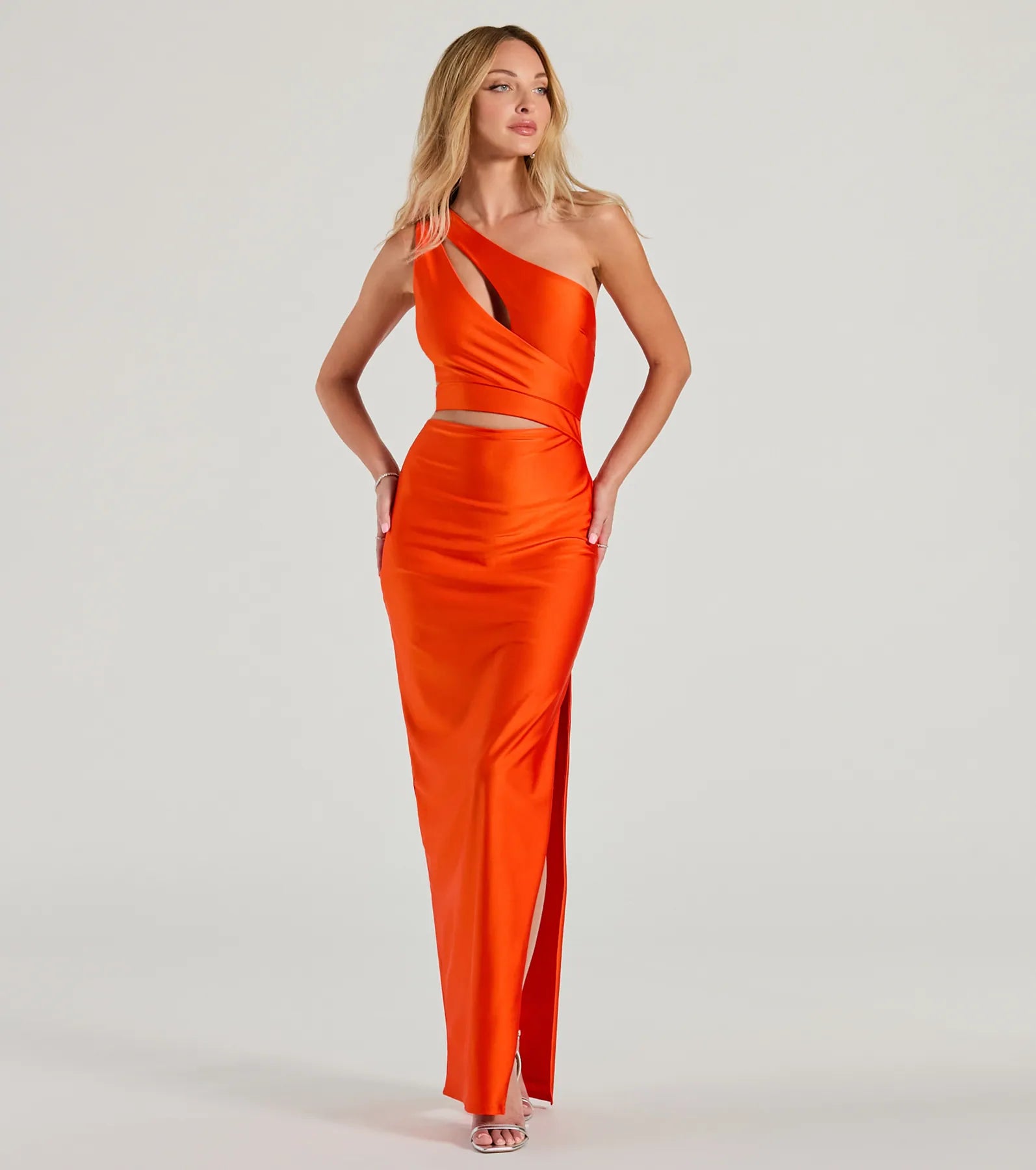 Avery Premium One-Shoulder Cutout Evening Gown