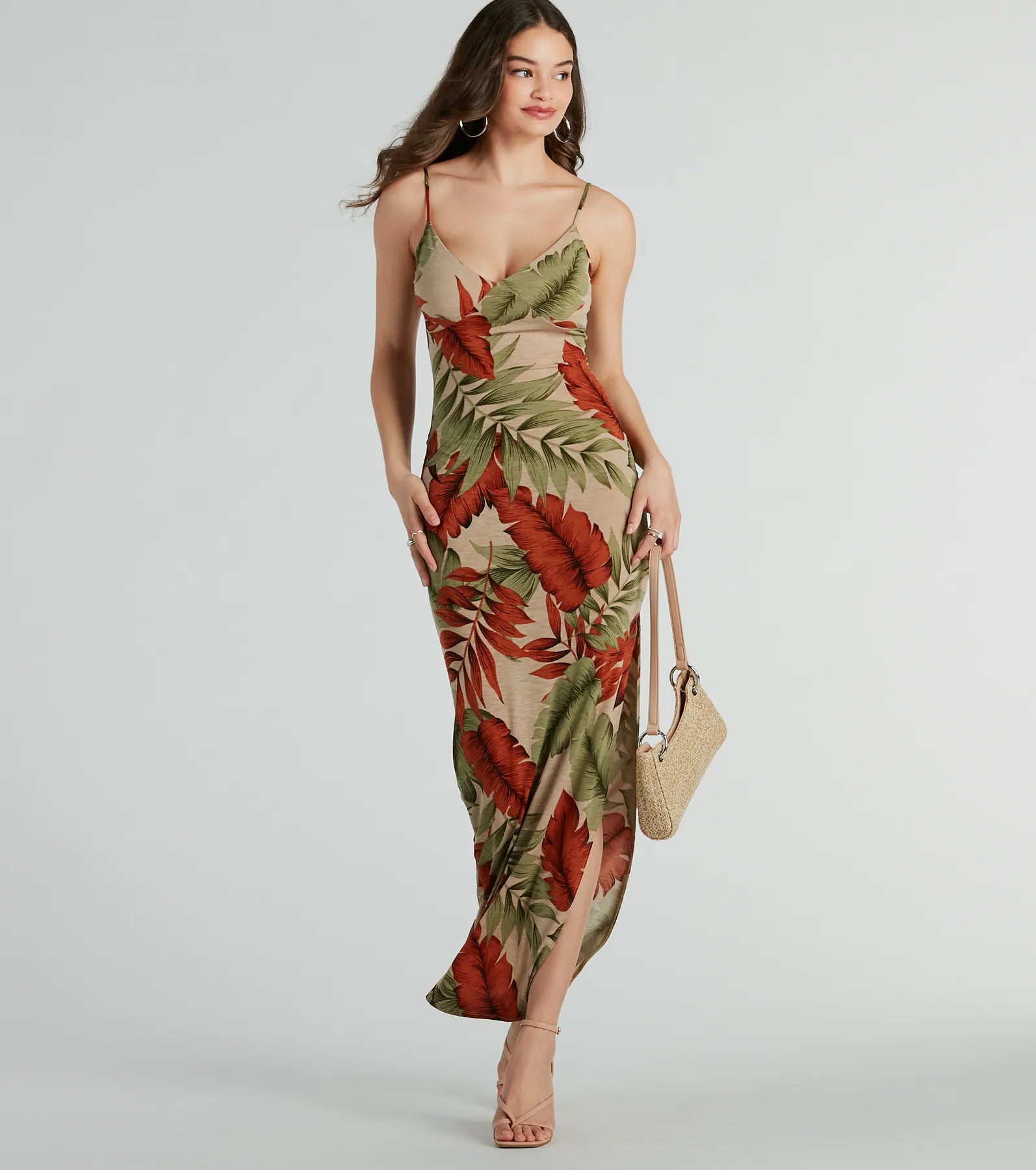 Ultimate Vacay Vibes Tropical Maxi Dress with High Slit