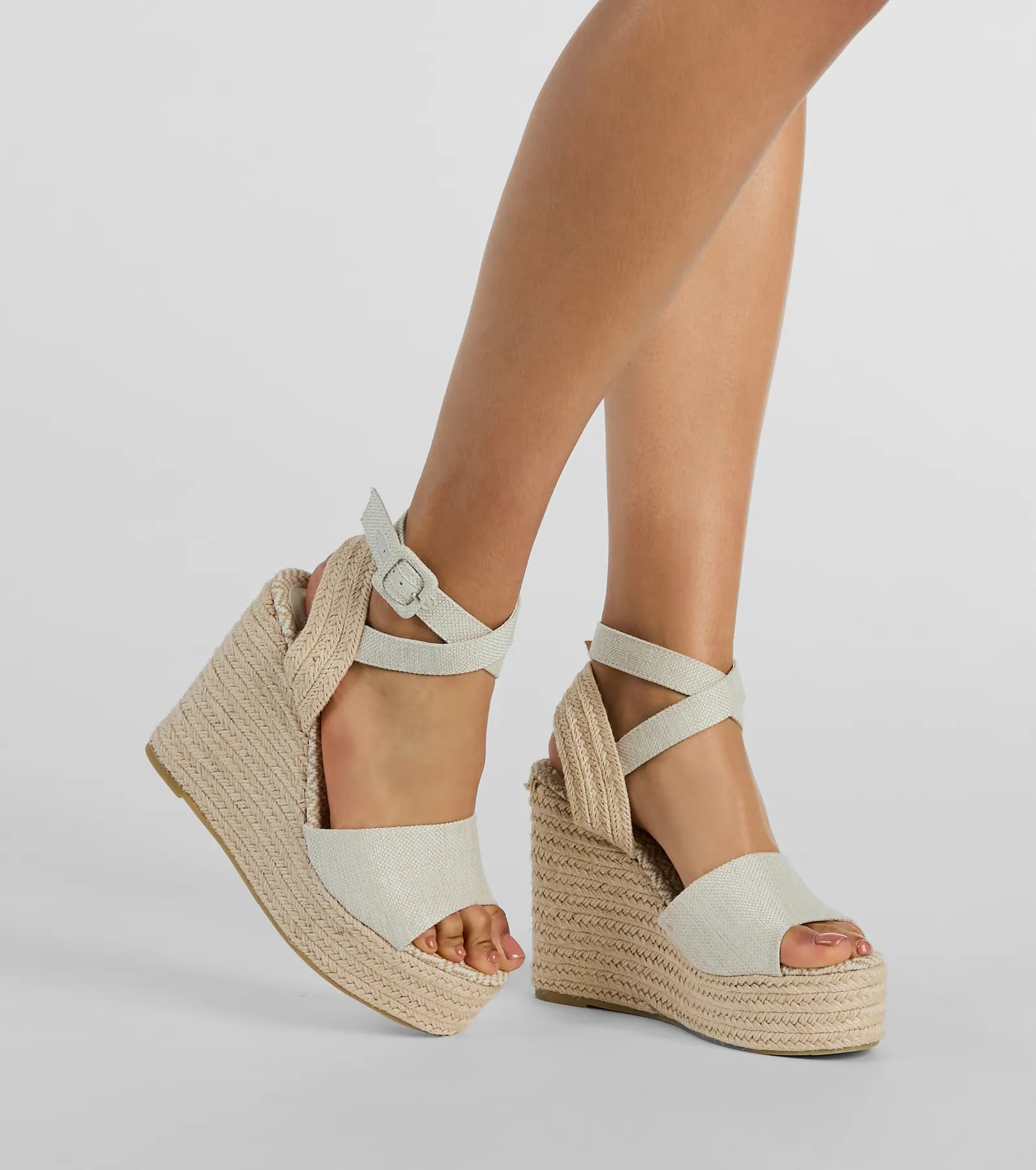 Premium Summer Linen Espadrille Wedges