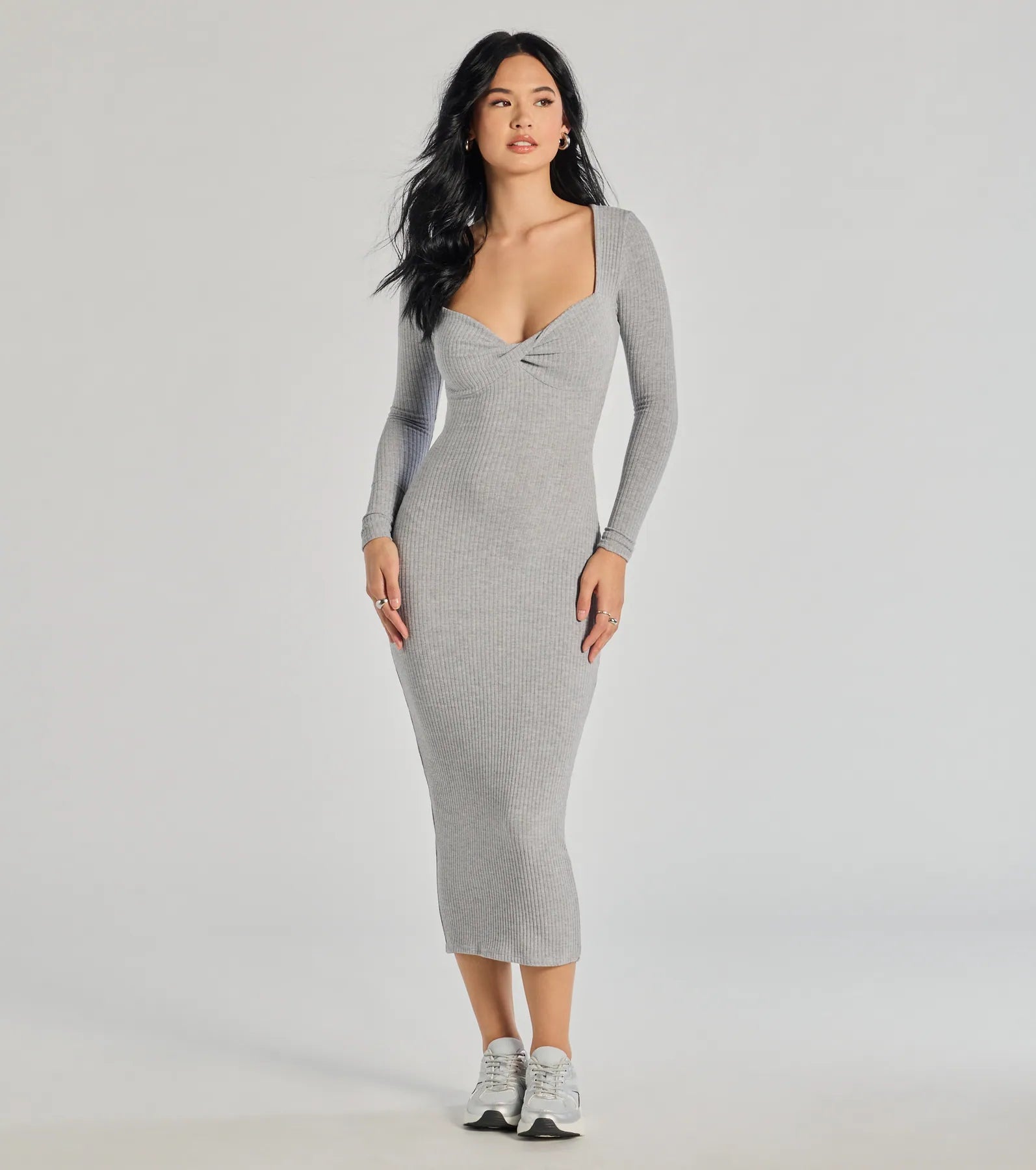 Ultimate Sculpted Chic Ribbed Knit Midi Dress