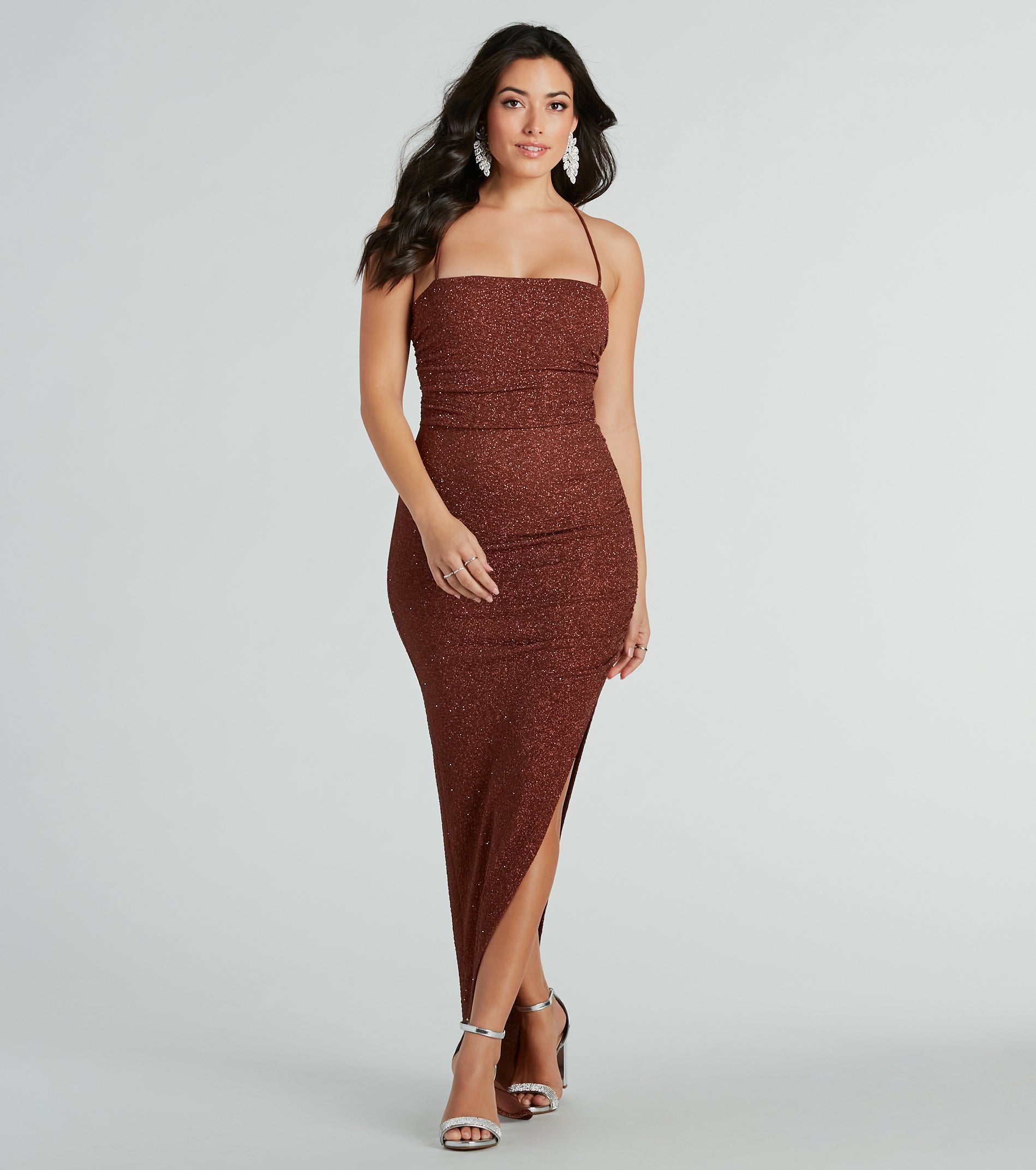 Ultimate Glamour Lace-Up Long Dress - Adrian Formal Collection