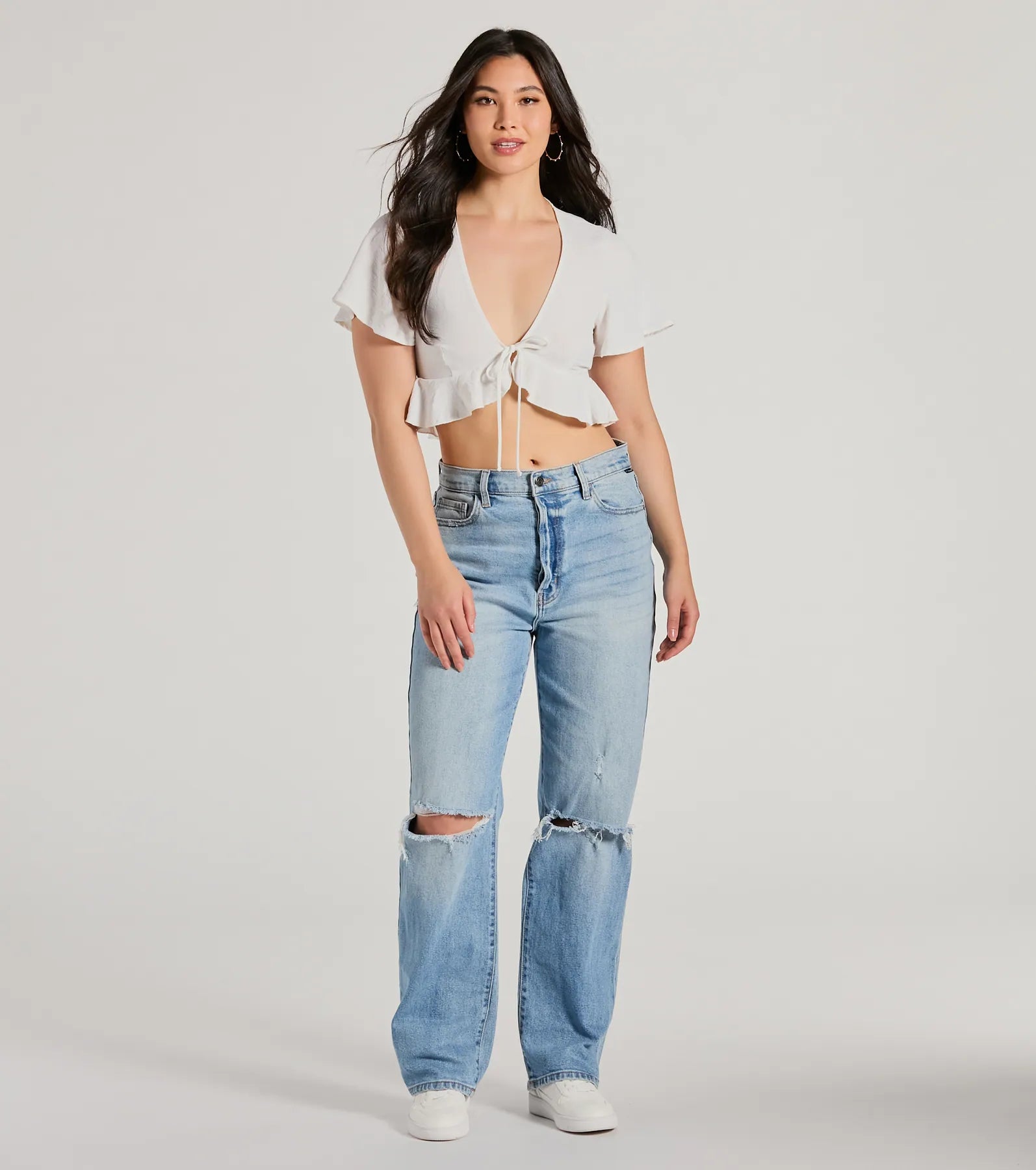 Ultimate Sweeten Me Up Flutter Sleeve Tie Front Crop Top