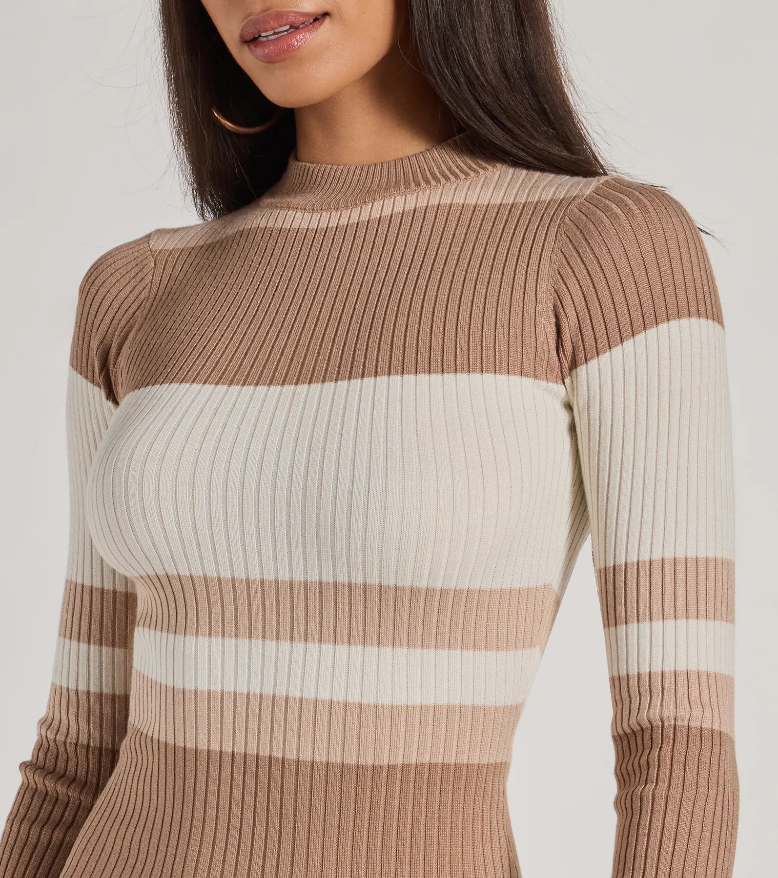 Ultimate Modern Stripes Ribbed Knit Dress - Long Sleeve Mini Style