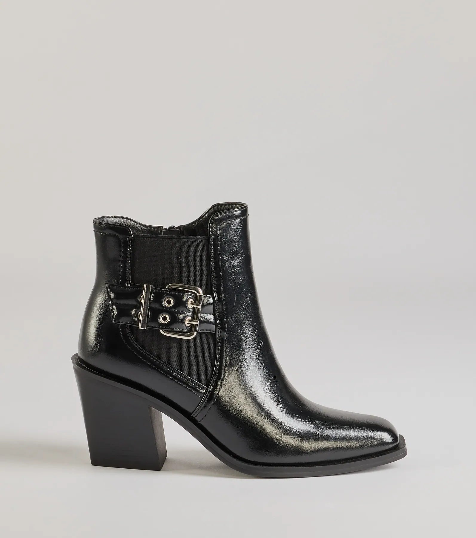 Ultimate Edgy Buckle Strap Faux Leather Booties