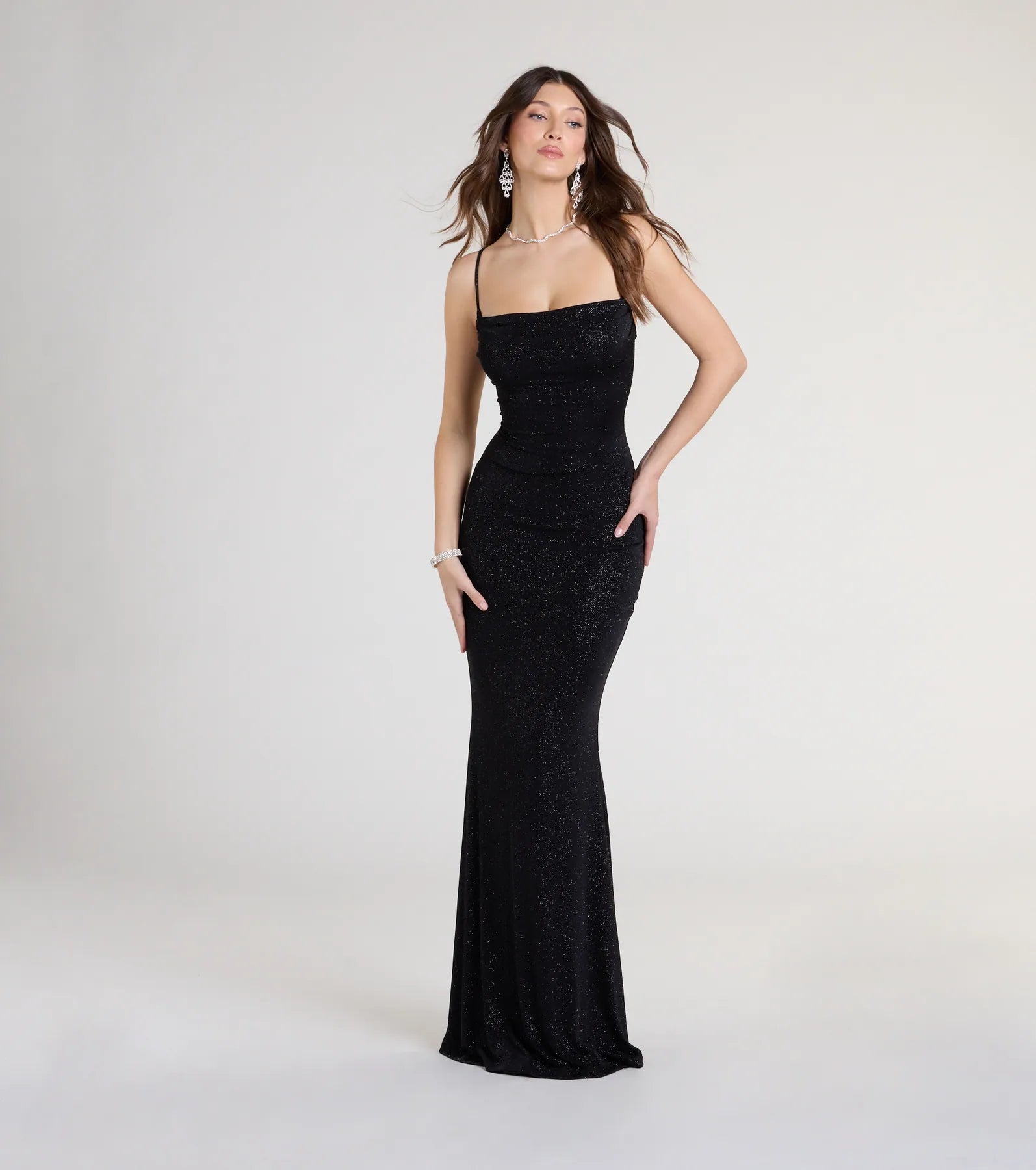 Premium Joan Lace-Up Glitter Mermaid Evening Gown