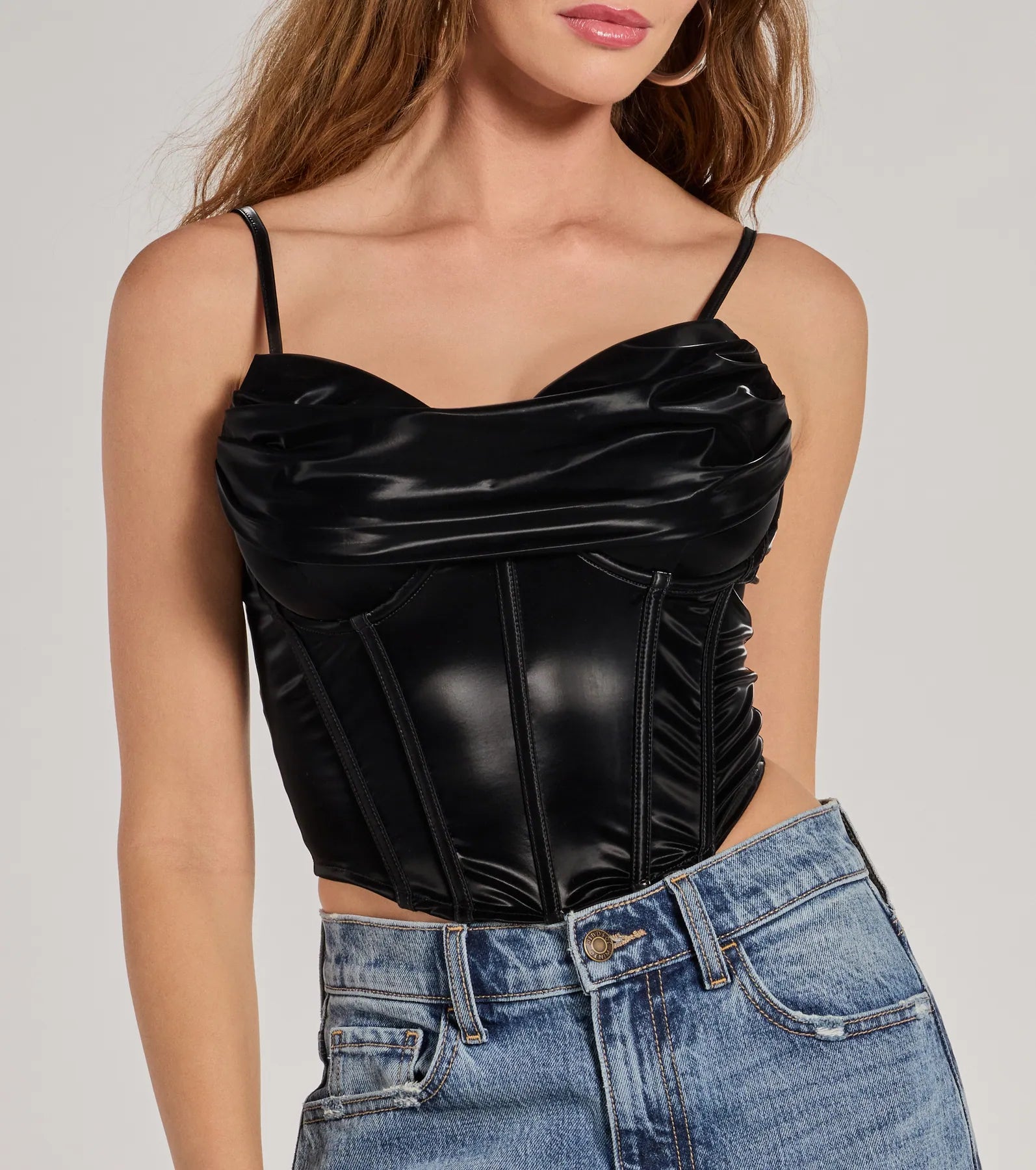 Ultimate Edgy Statement Faux Leather Corset Top