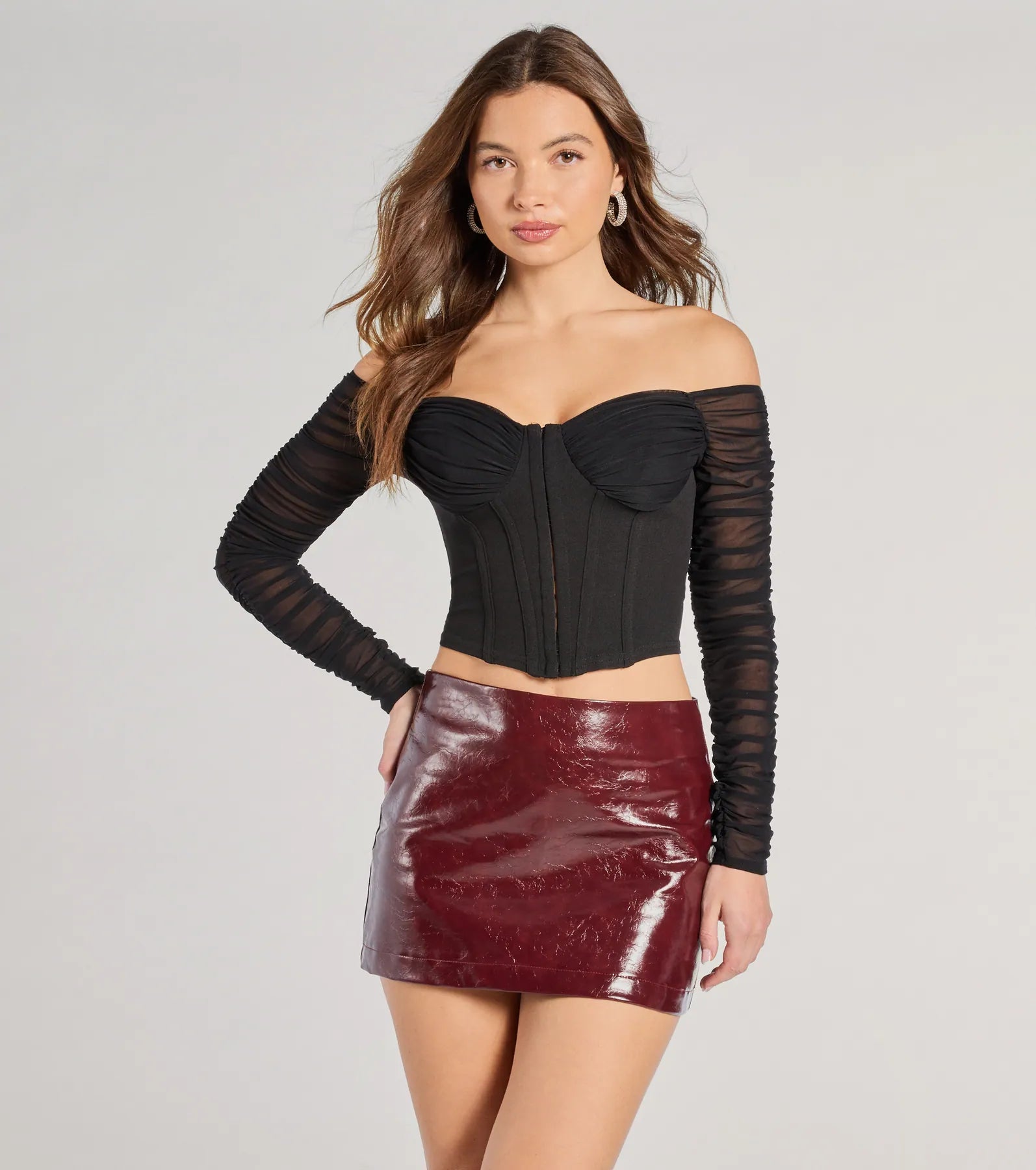 Premium Downtown Mesh Long Sleeve Bustier