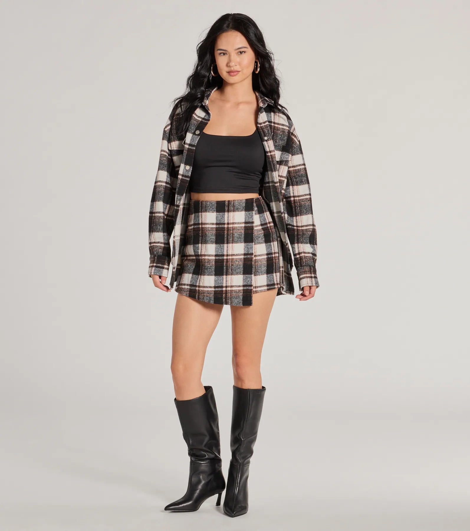 Ultimate Chic Plaid High Waist Wrap Skort