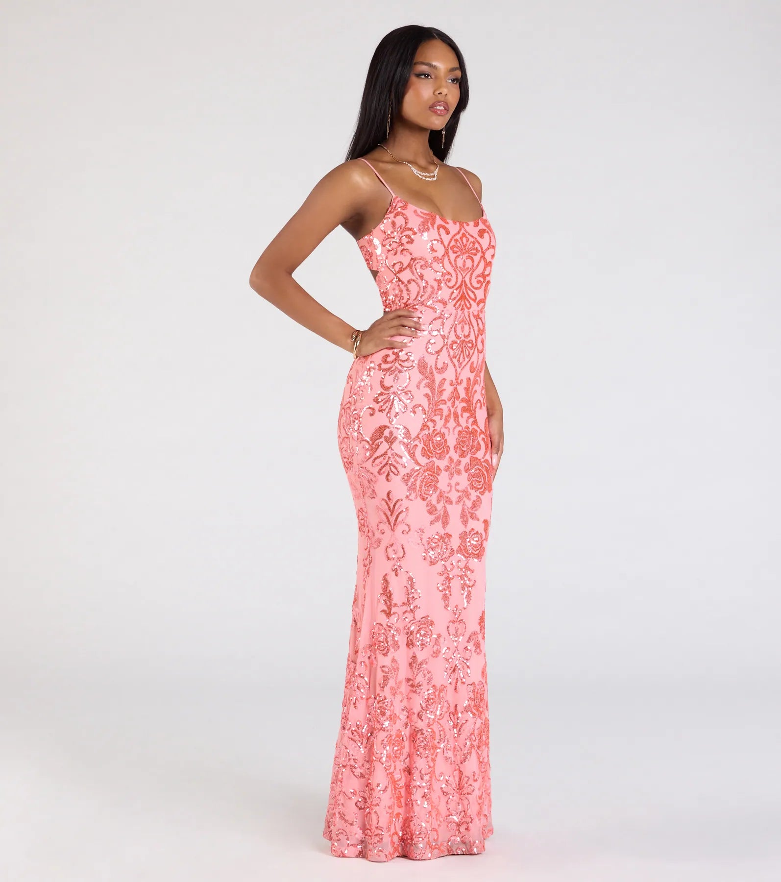 Ultimate Khloe Sequin Mermaid Gown - Strappy Back Elegance