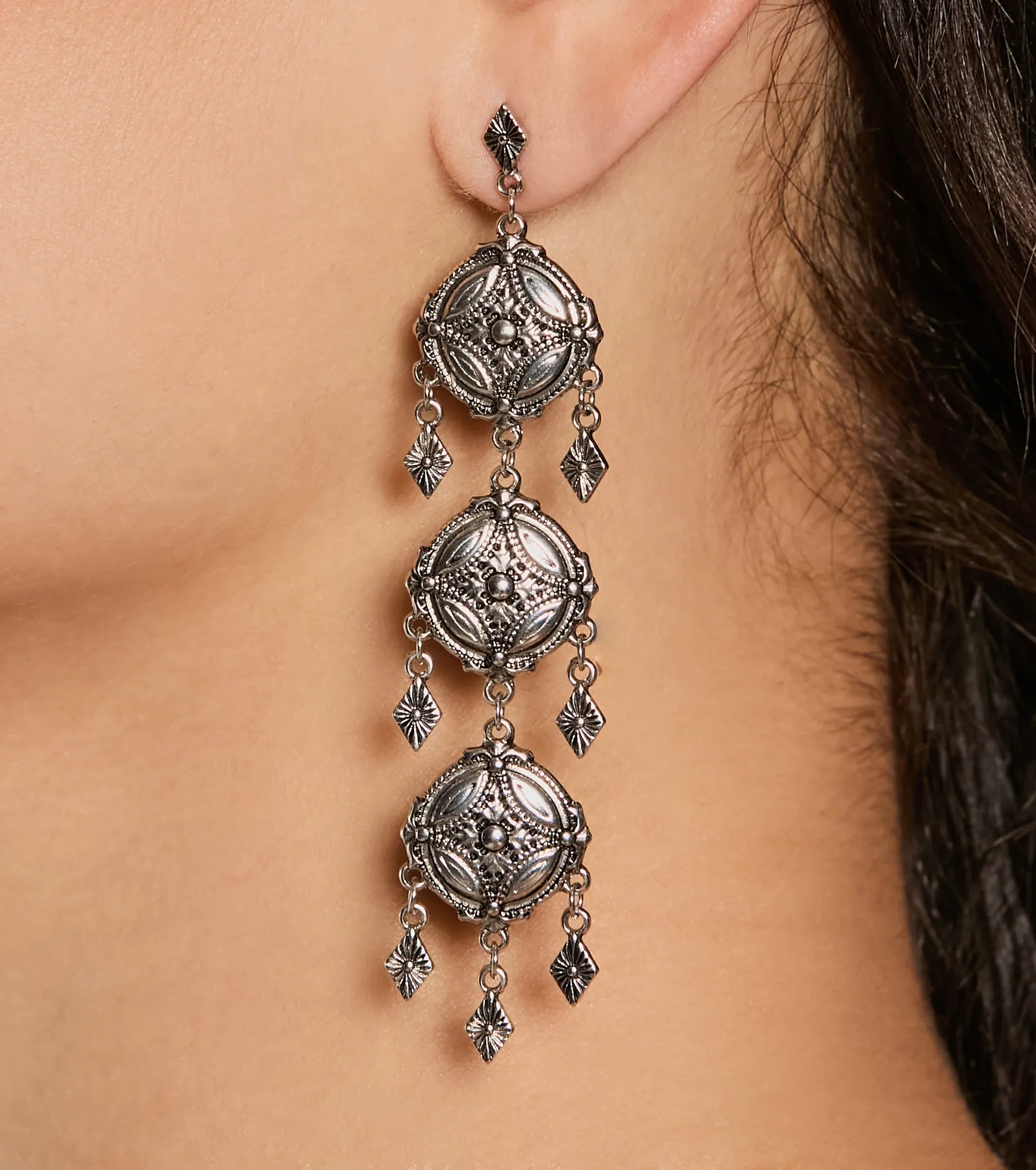 Premium Burst Of Brilliance Coin Dangle Earrings