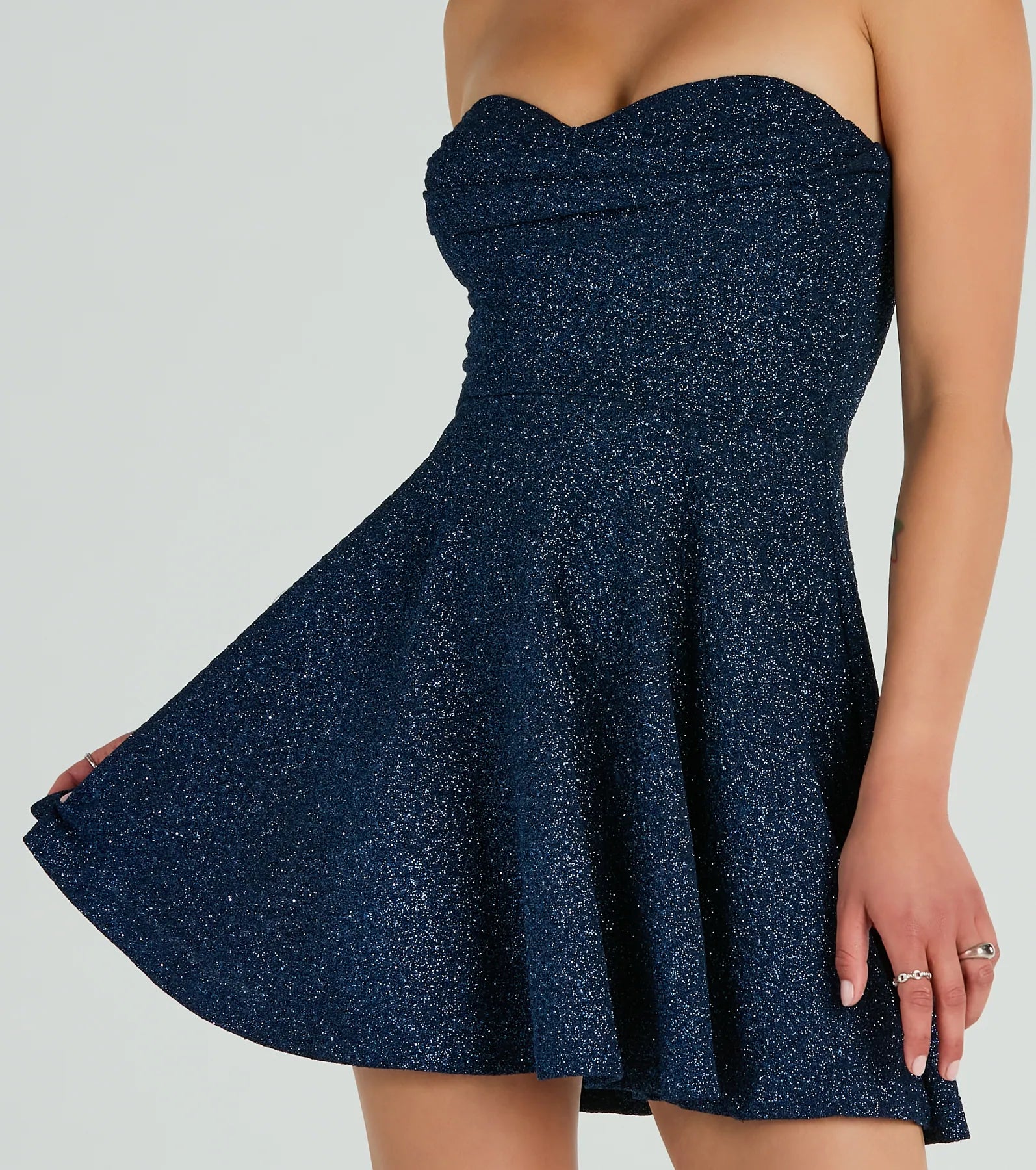 Ultimate Glitter Skater Dress - Strapless & Shimmering