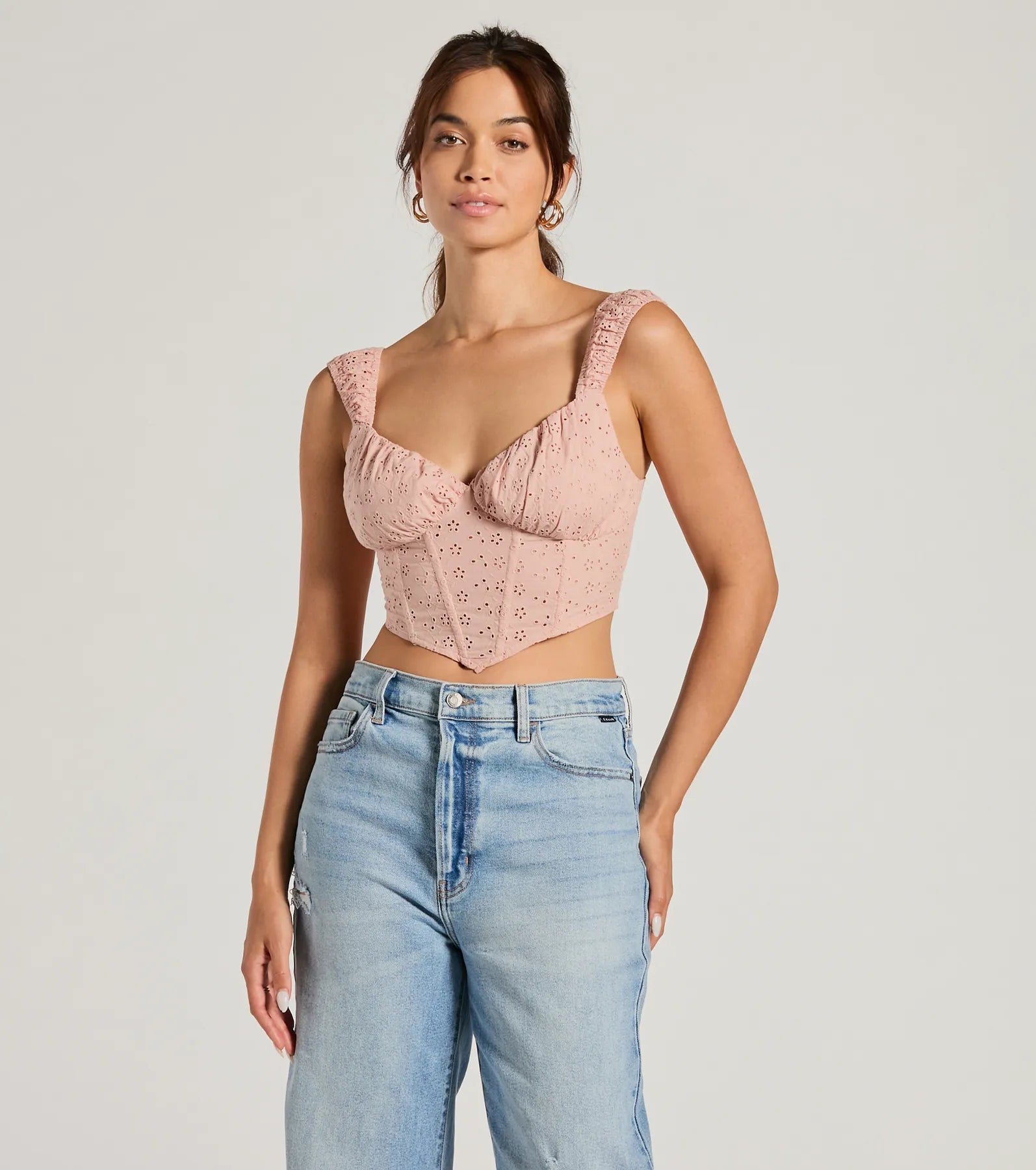 Premium Summer Fling Sweetheart Eyelet Corset Top