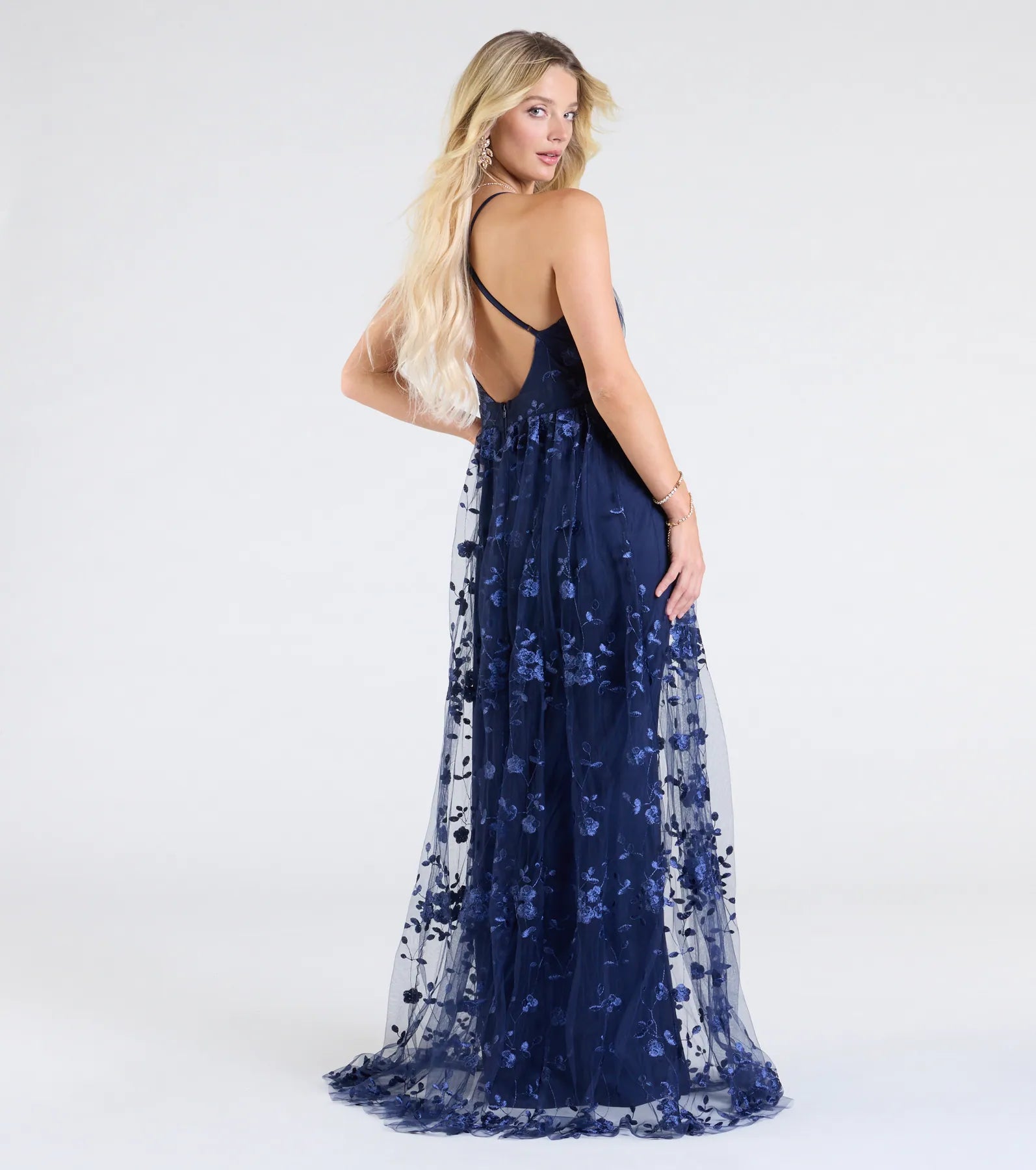 Ultimate Nina Strappy Floral Tulle Evening Gown