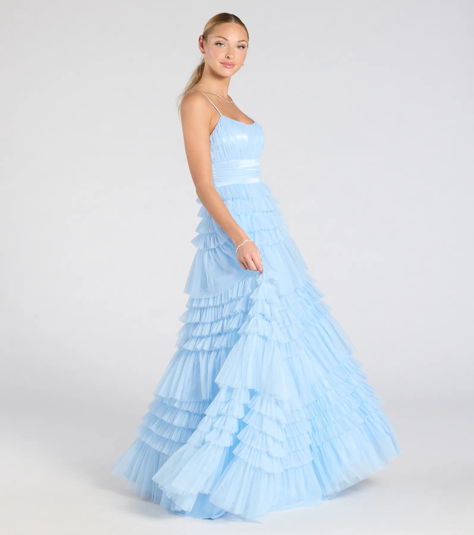 Ultimate Elle Ruffled Tiered A-Line Formal Gown