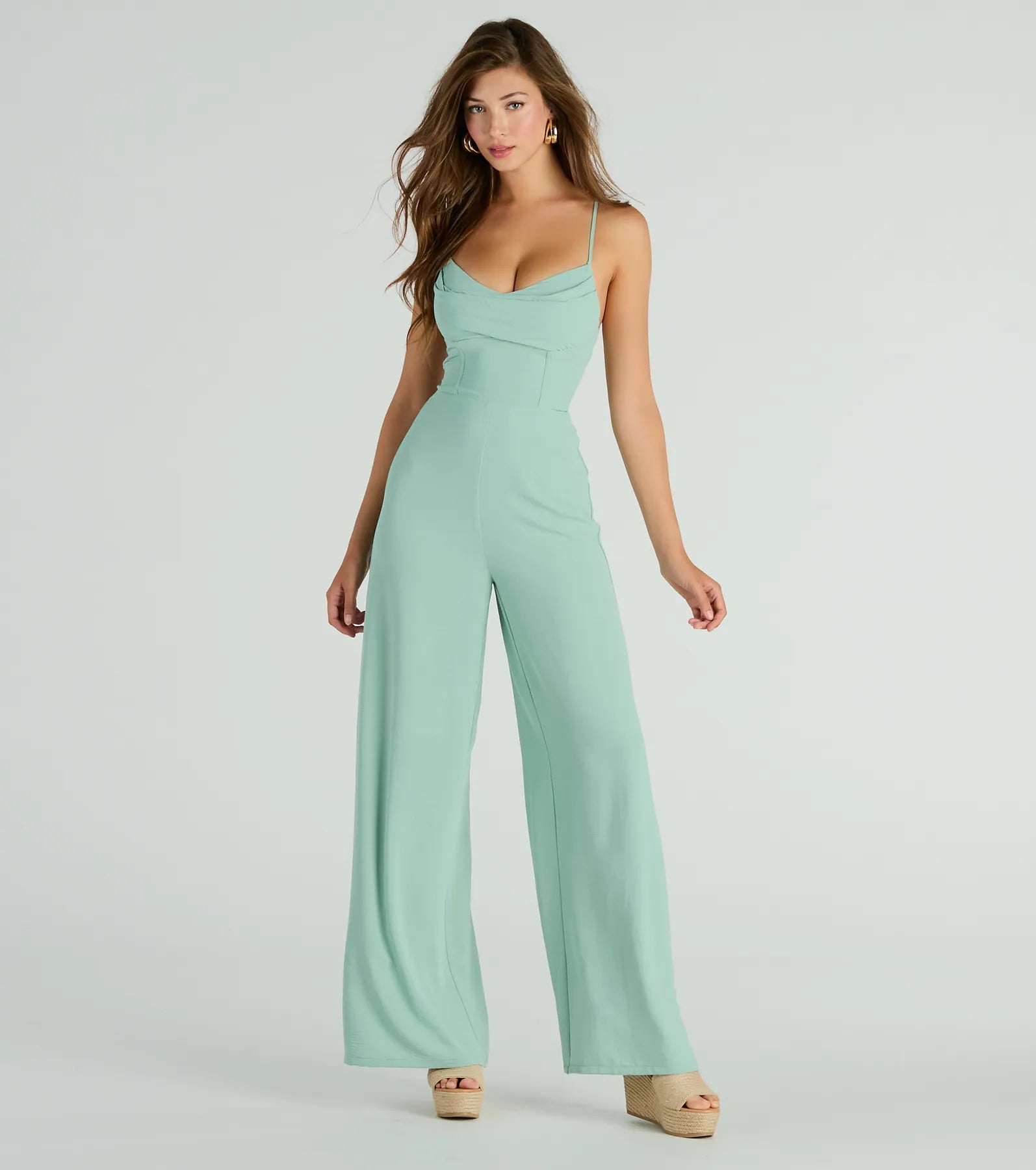 Ultimate Effortless Allure Lace-Up Wide-Leg Jumpsuit