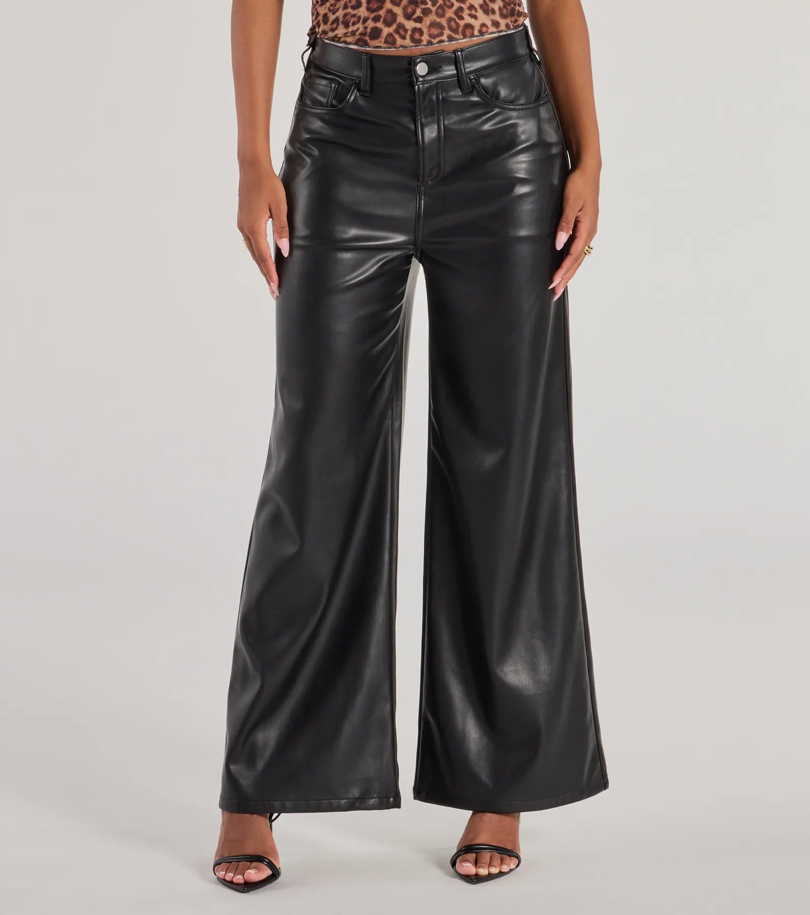 Ultimate Glam Faux Leather Wide-Leg Pants