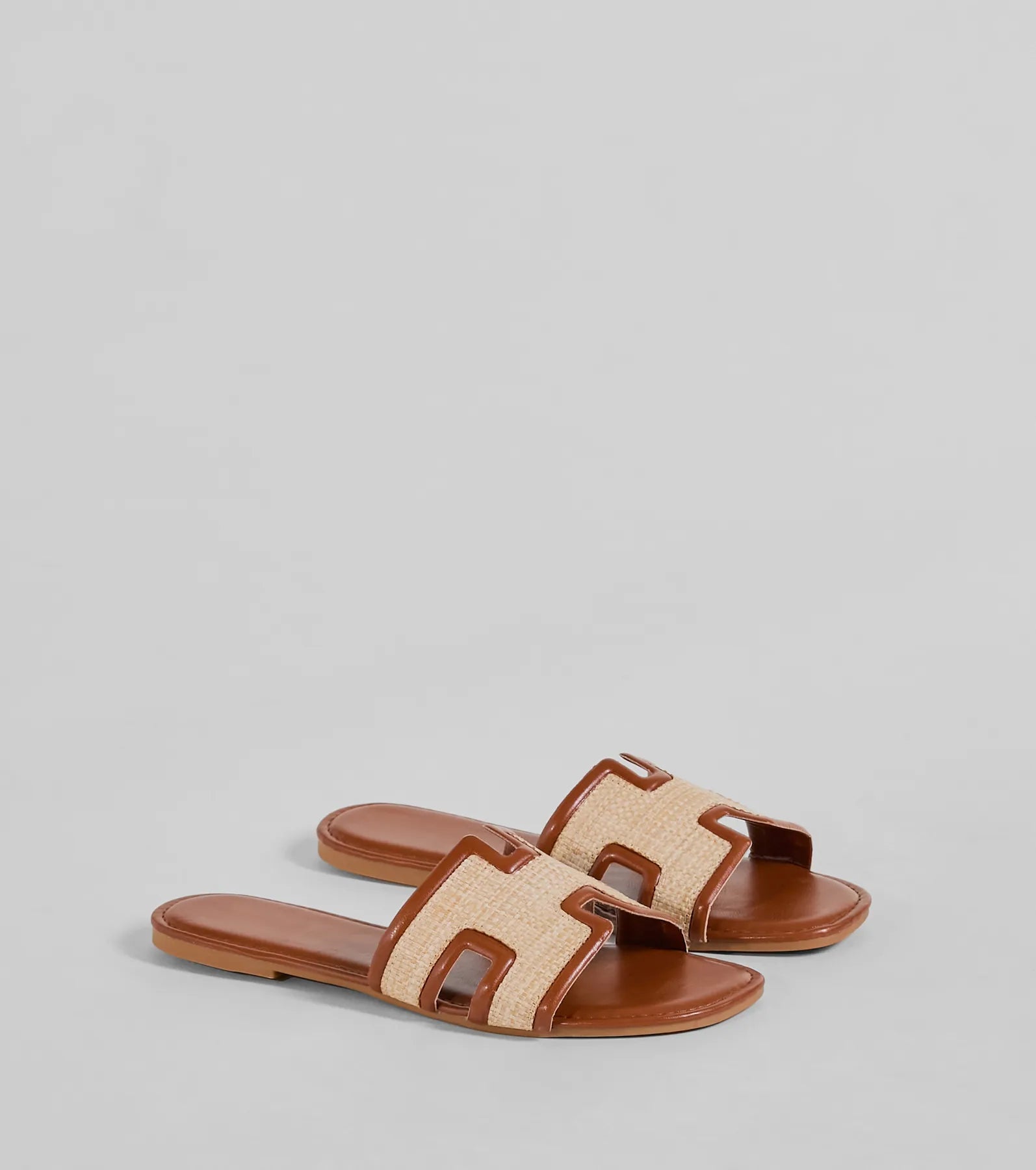 Ultimate Comfort Straw & Faux Leather Flat Sandals - Pop of Style