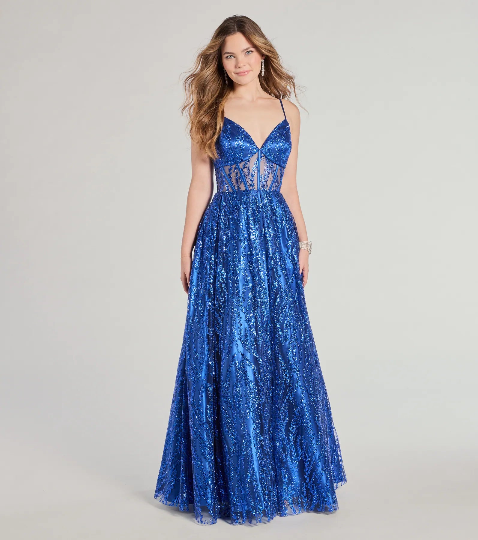 Ultimate Glam Janet Bustier Lace-Up Glitter Ball Gown