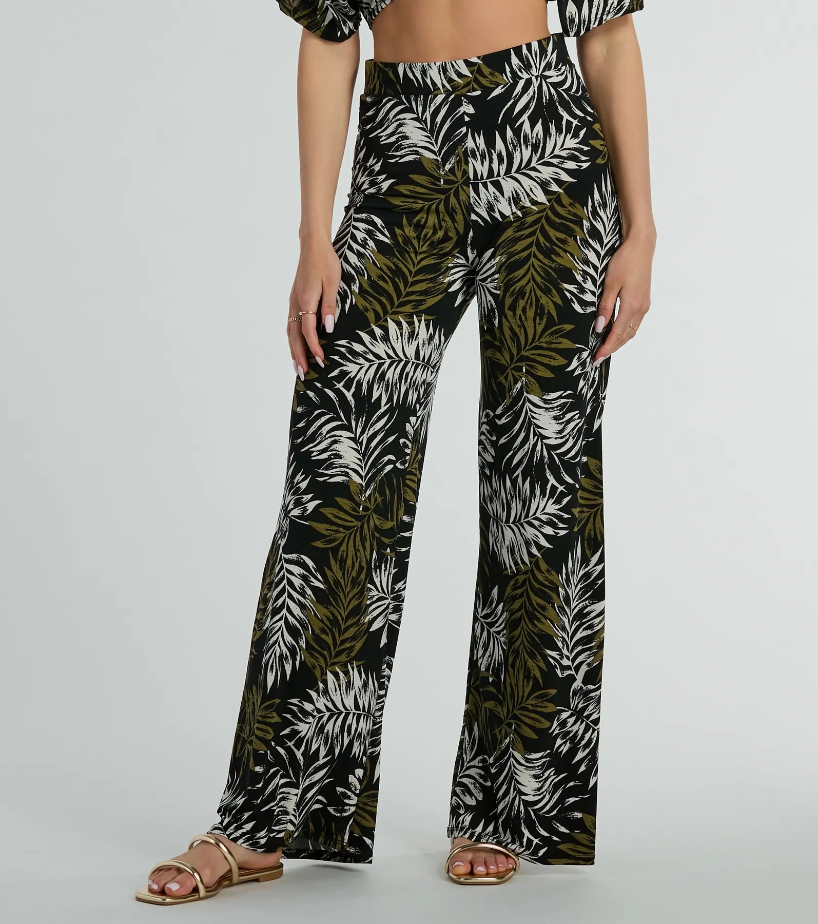 Premium Tropical Escape Wide Leg Palazzo Pants