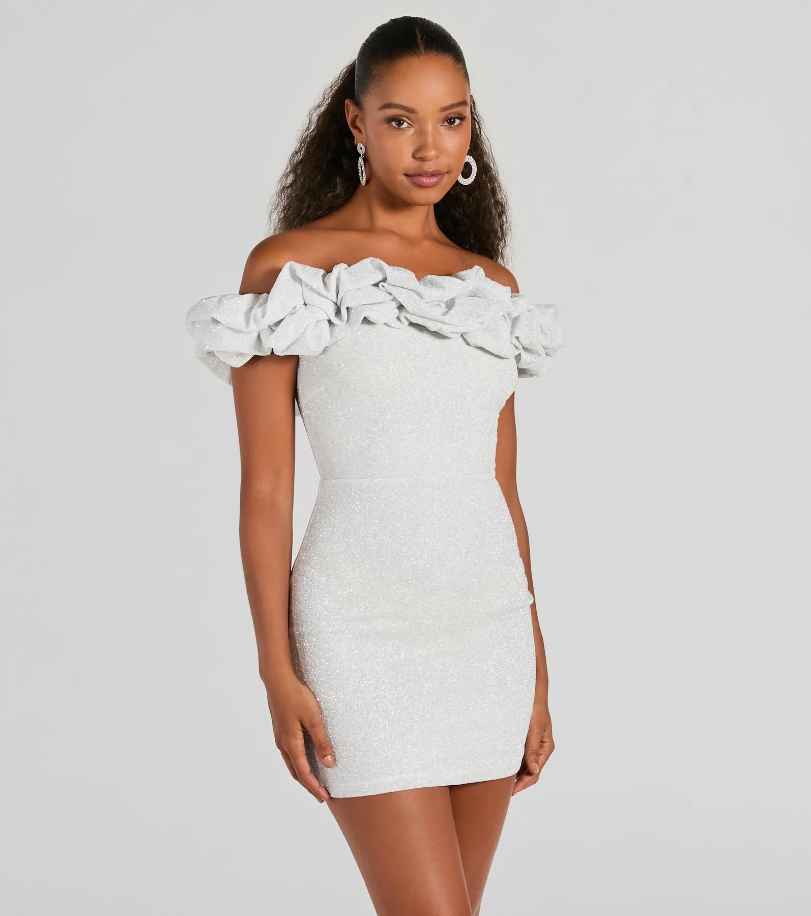 Ultimate Glam Ember Off-The-Shoulder Party Dress