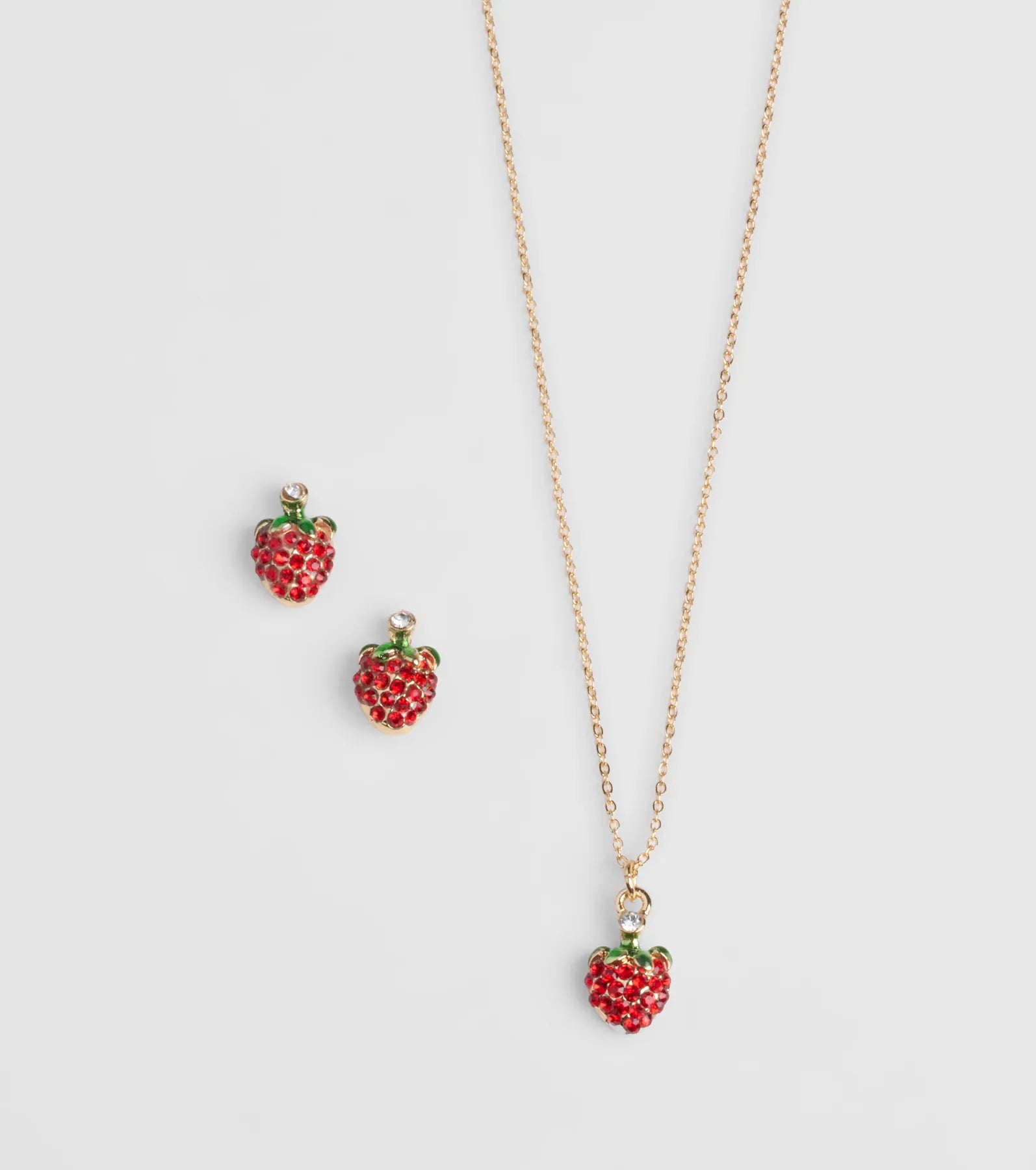 Premium Strawberry Jewelry Set - Necklace & Earrings