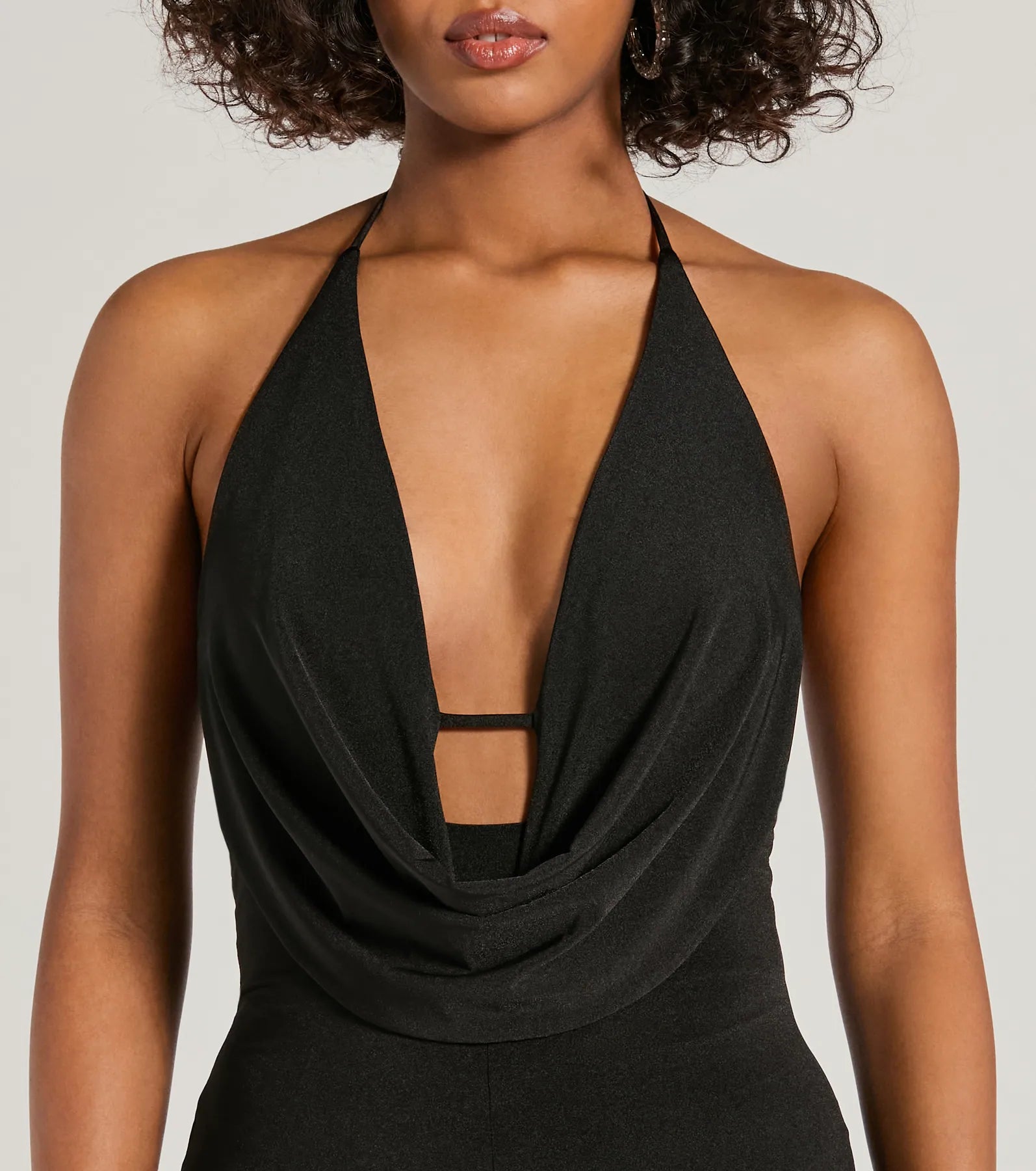 Ultimate Elegance Cowl Neck Strappy Wide-Leg Jumpsuit