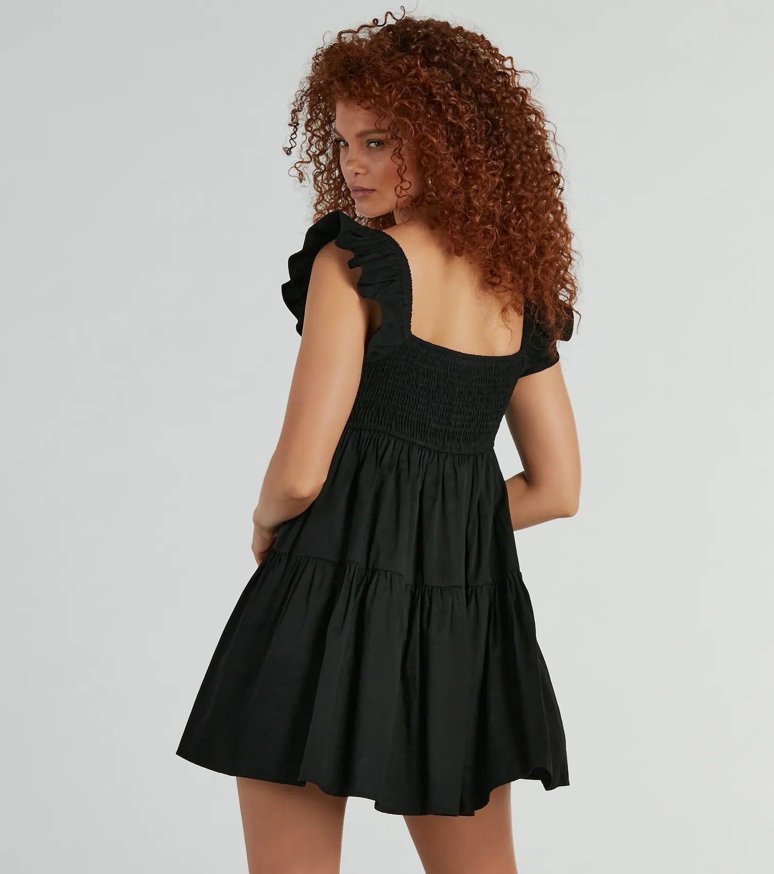 Ultimate Parisian Romance V-Neck Ruffle Babydoll Dress