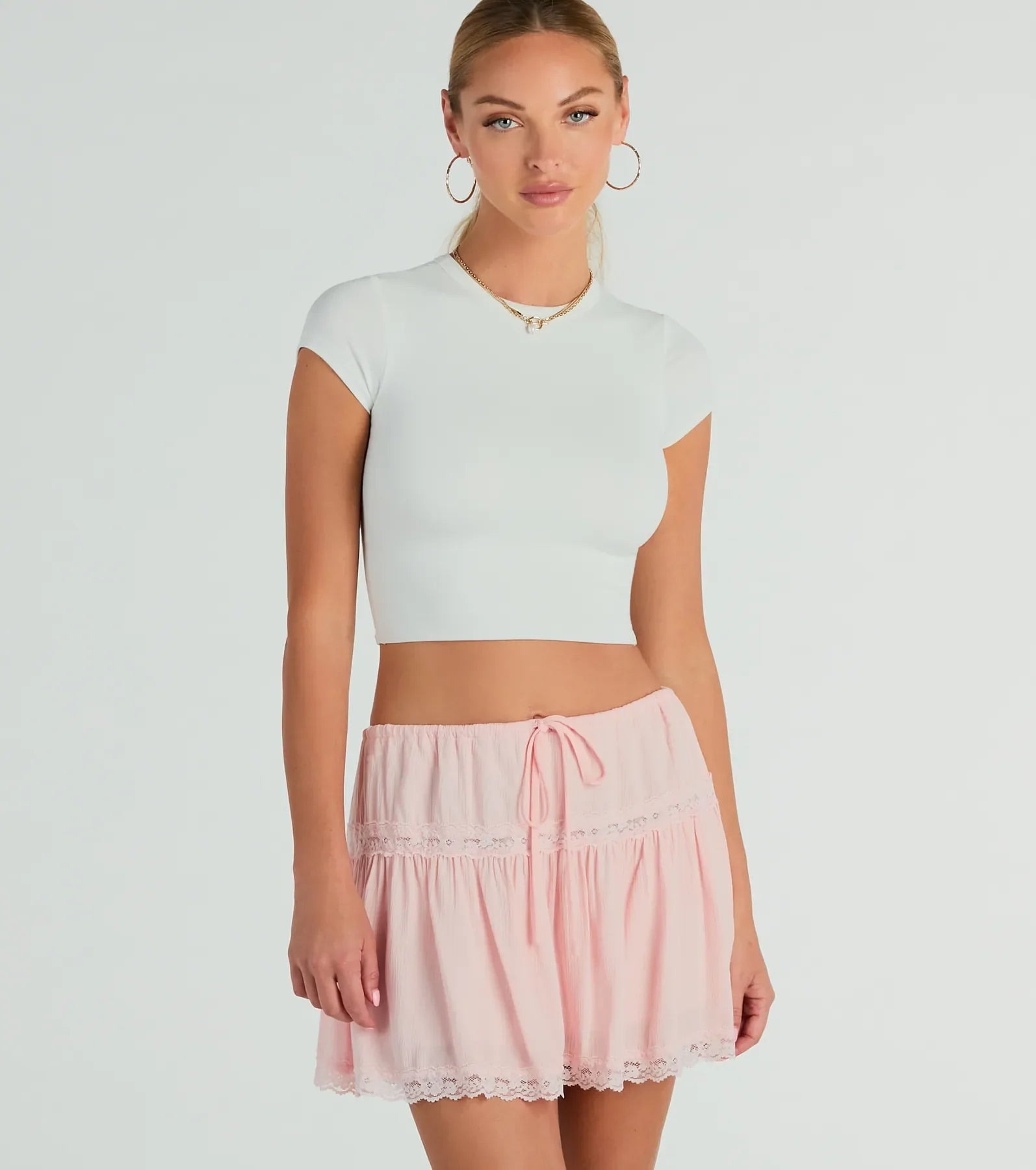 Ultimate Prairie Lace Trim A-Line Mini Skirt - Perfect for Festivals & Concerts