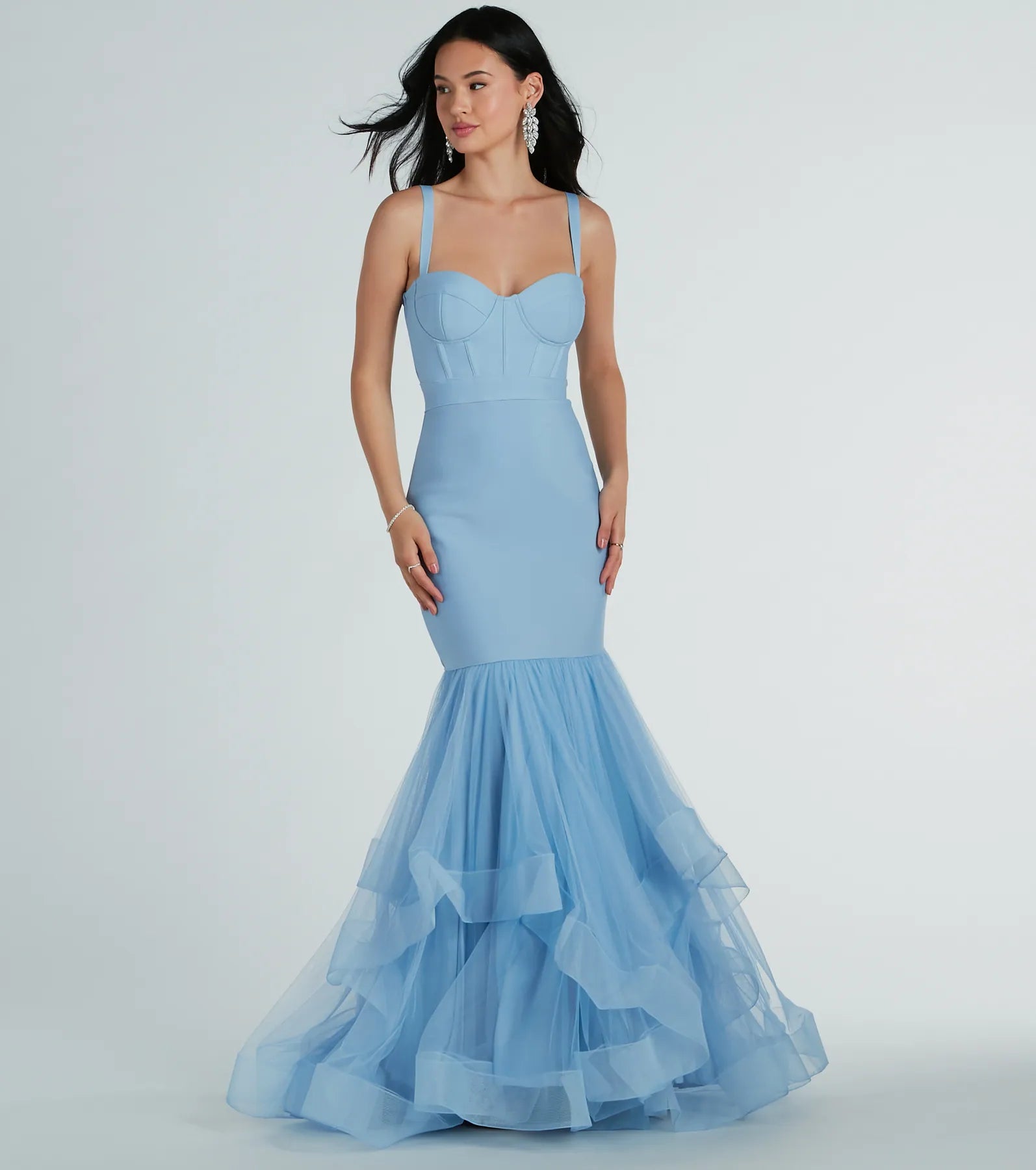 Premium Giana Tiered Ruffled Tulle Corset Mermaid Gown - Ultimate Elegance