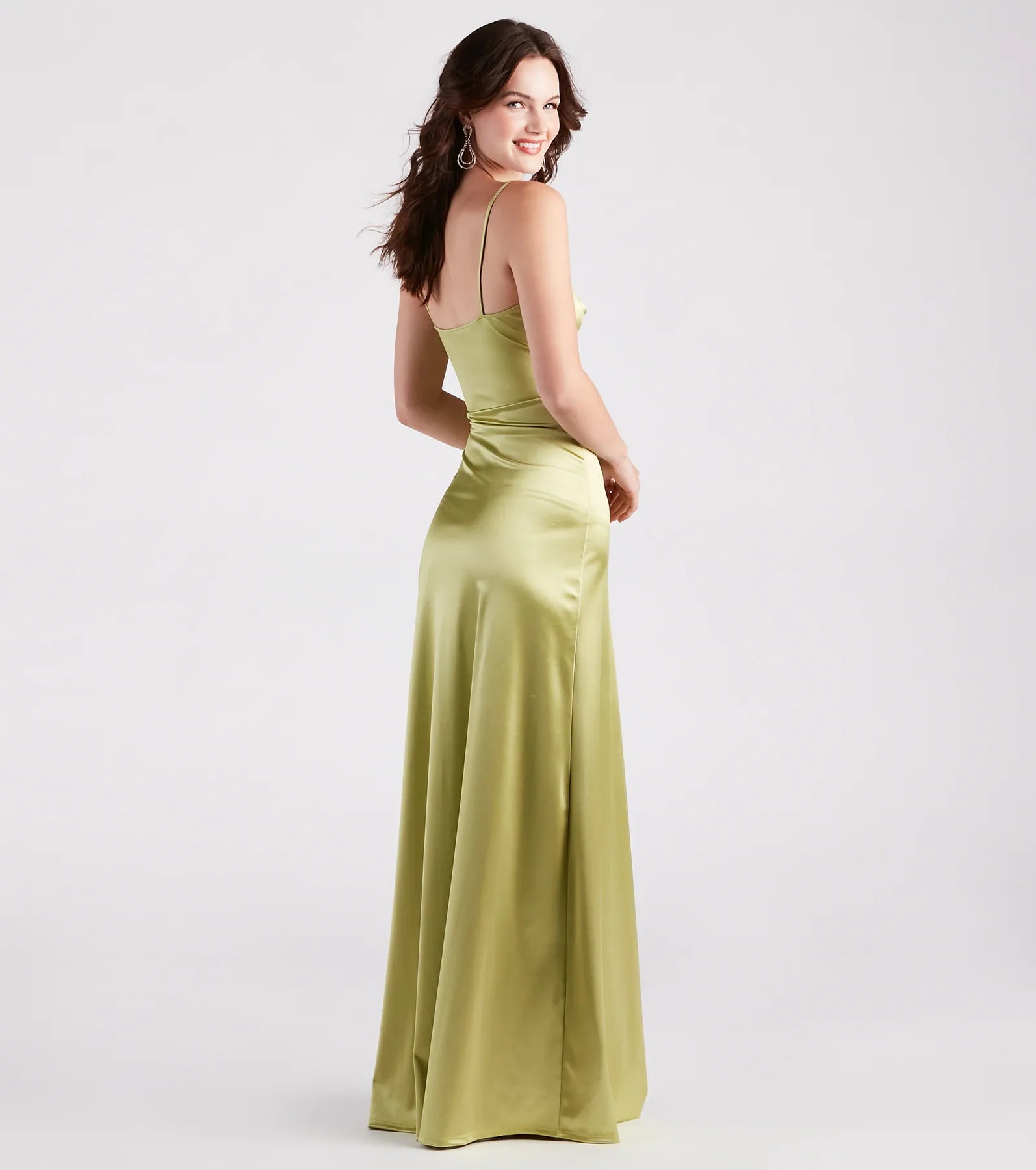 Ultimate Maisy Glam Satin Gown with Cutout & High Slit