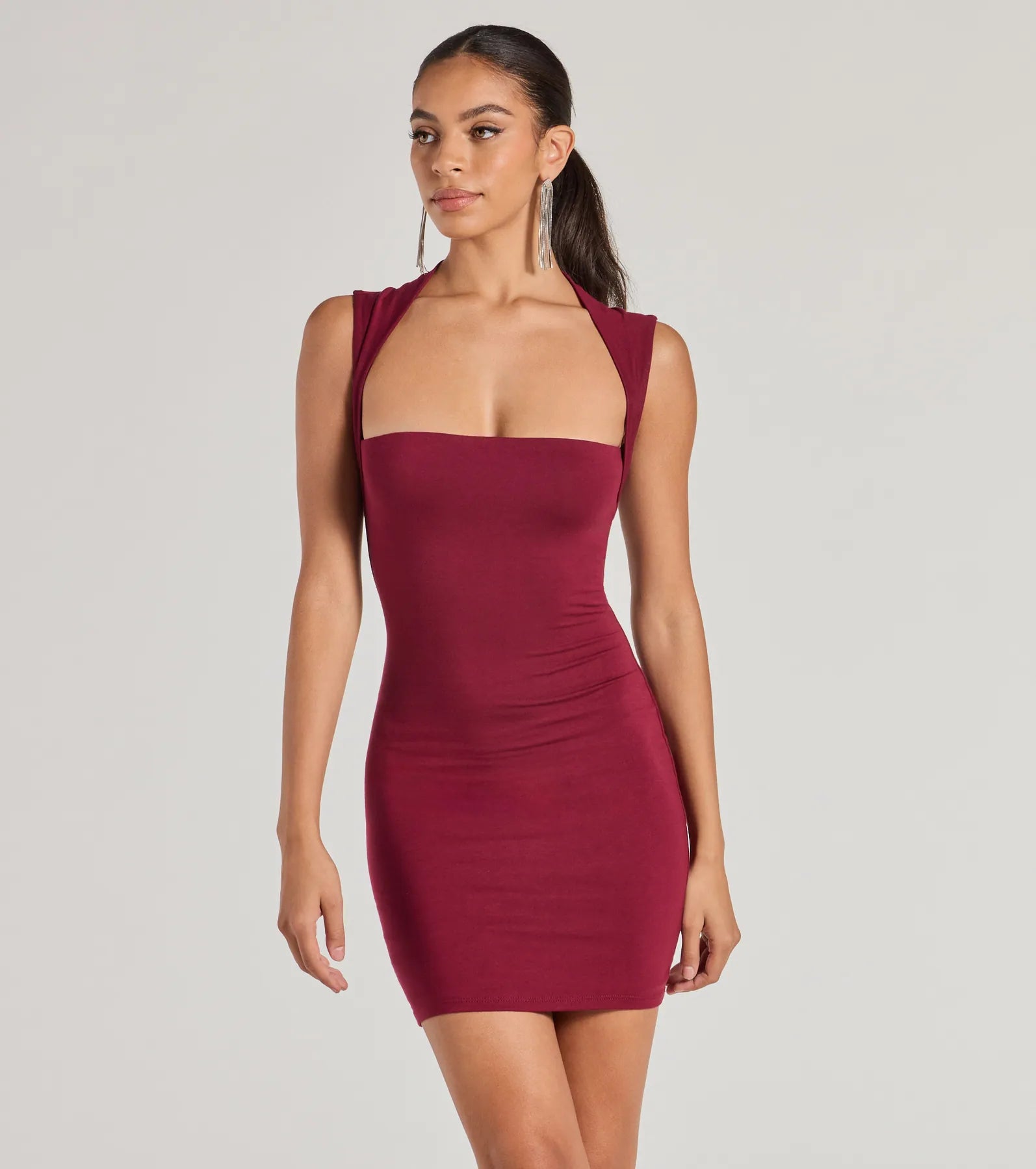 Ultimate Chic Muse Square Neck Bodycon Mini Dress