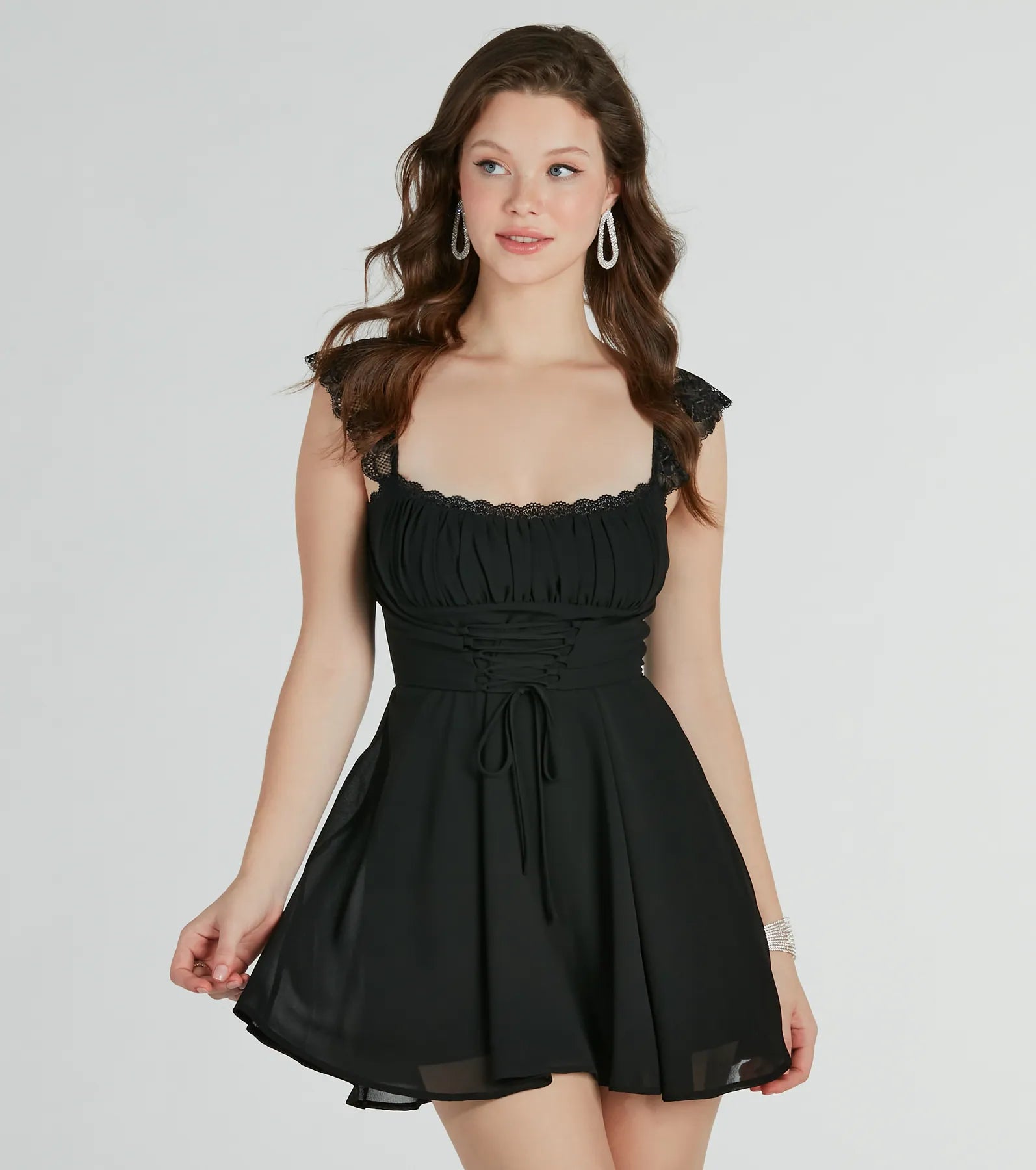 Ultimate Dainty-Chic Lace-Trim Corset Skater Dress