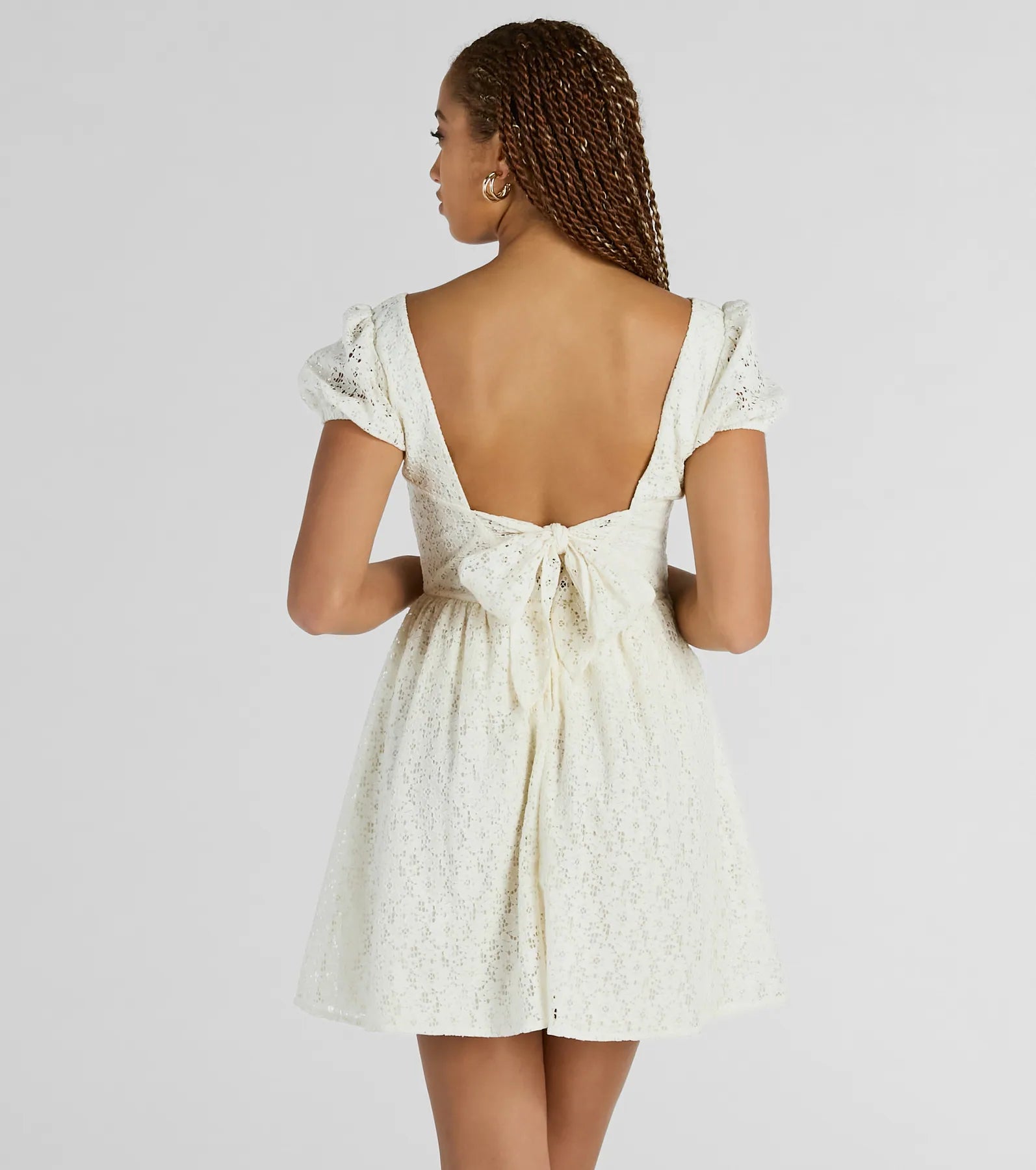 Ultimate Eyelet Lace Bow Tie-Back Skater Dress