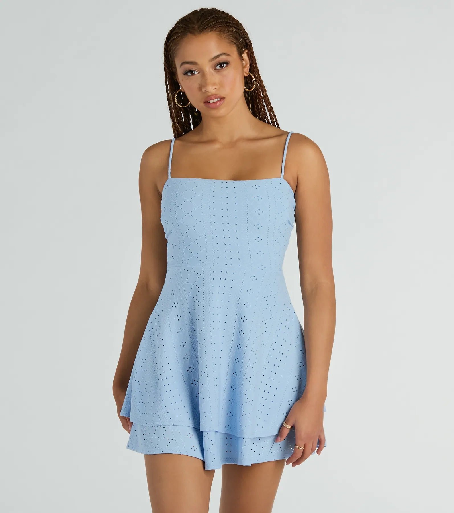 Ultimate Pretty Vibes Eyelet Knit Skater Dress