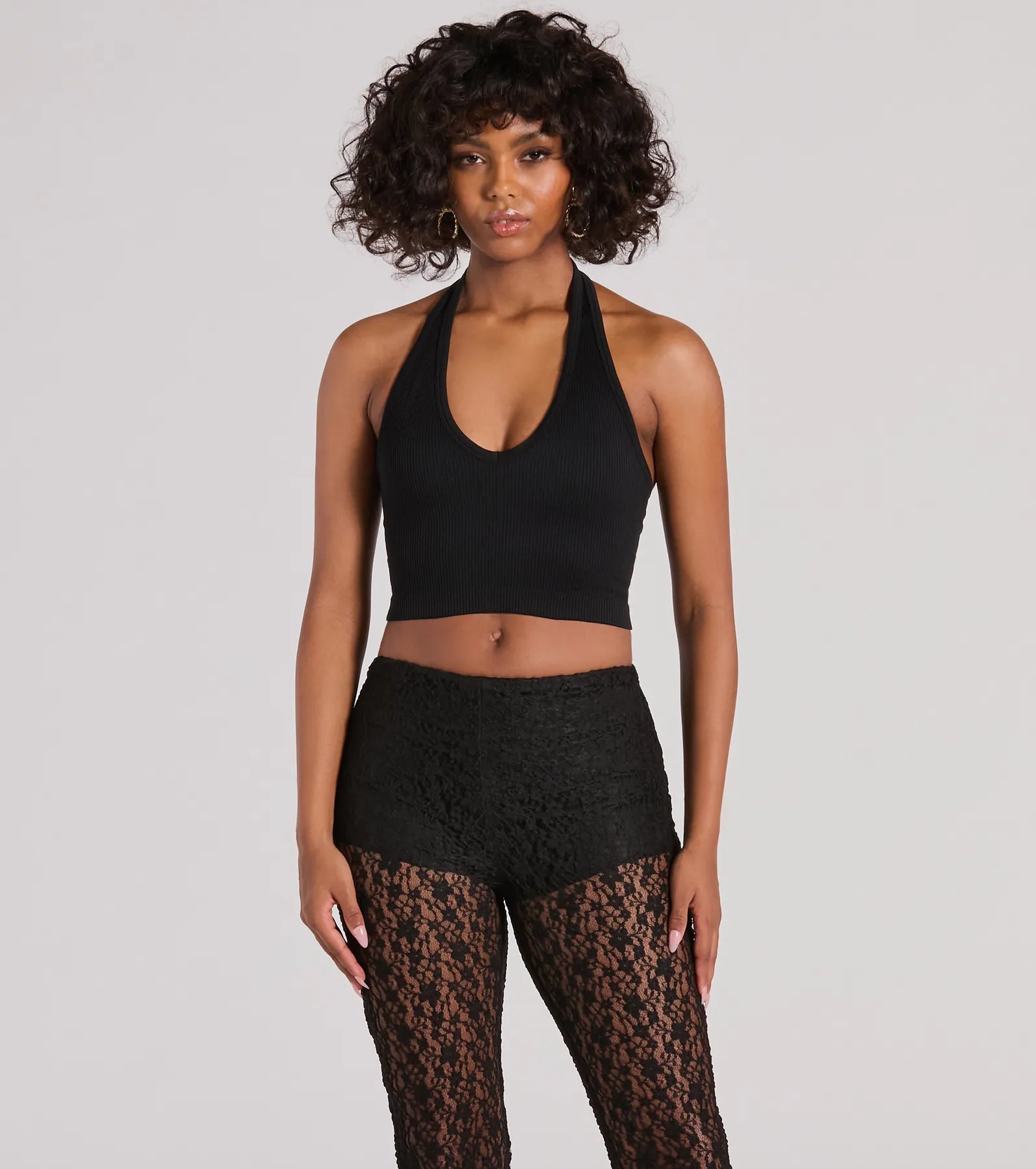 Premium Halter V-Neck Crop Top for Day & Night