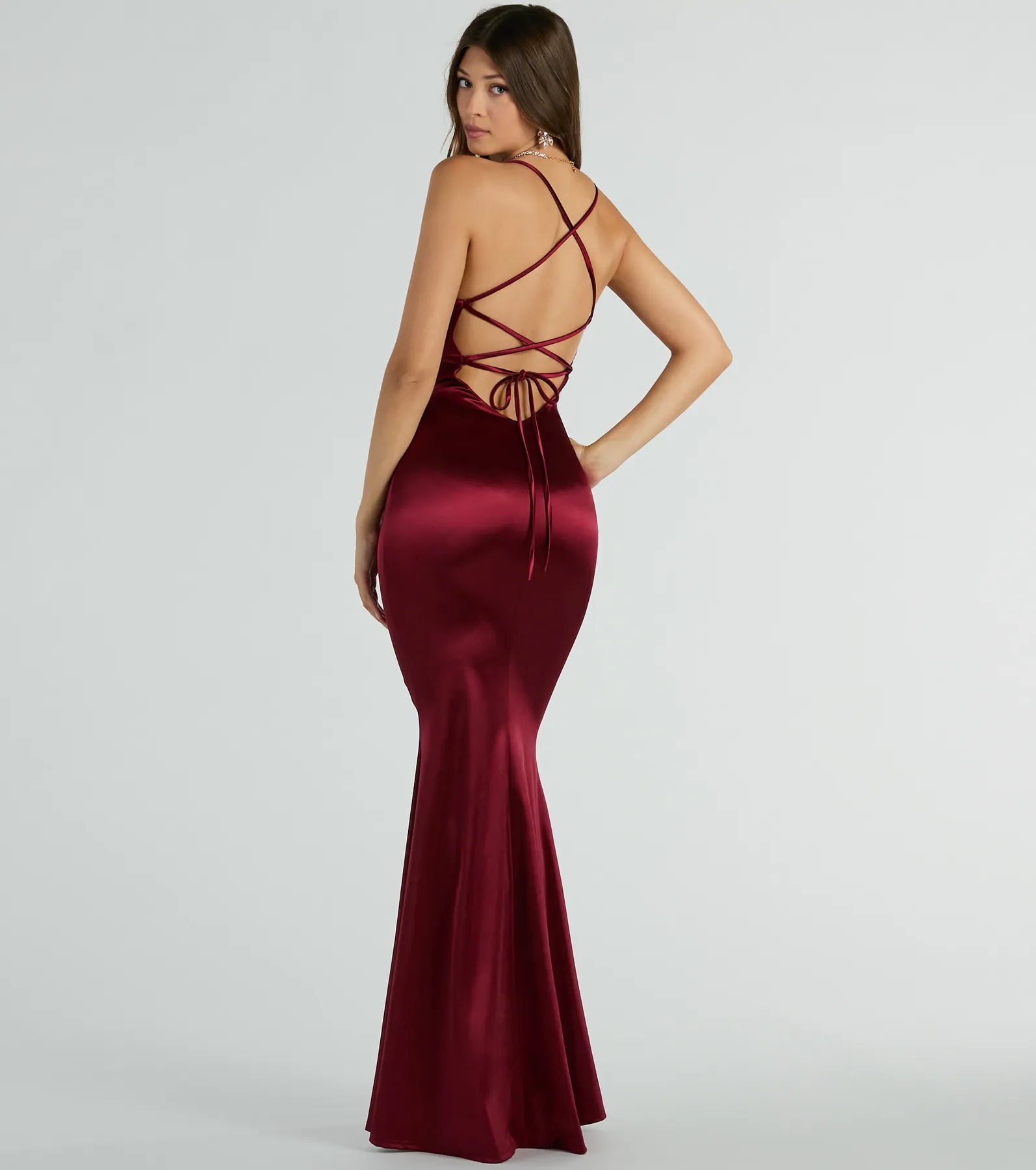 Ultimate Elegance Emmie Lace-Up Mermaid Satin Gown