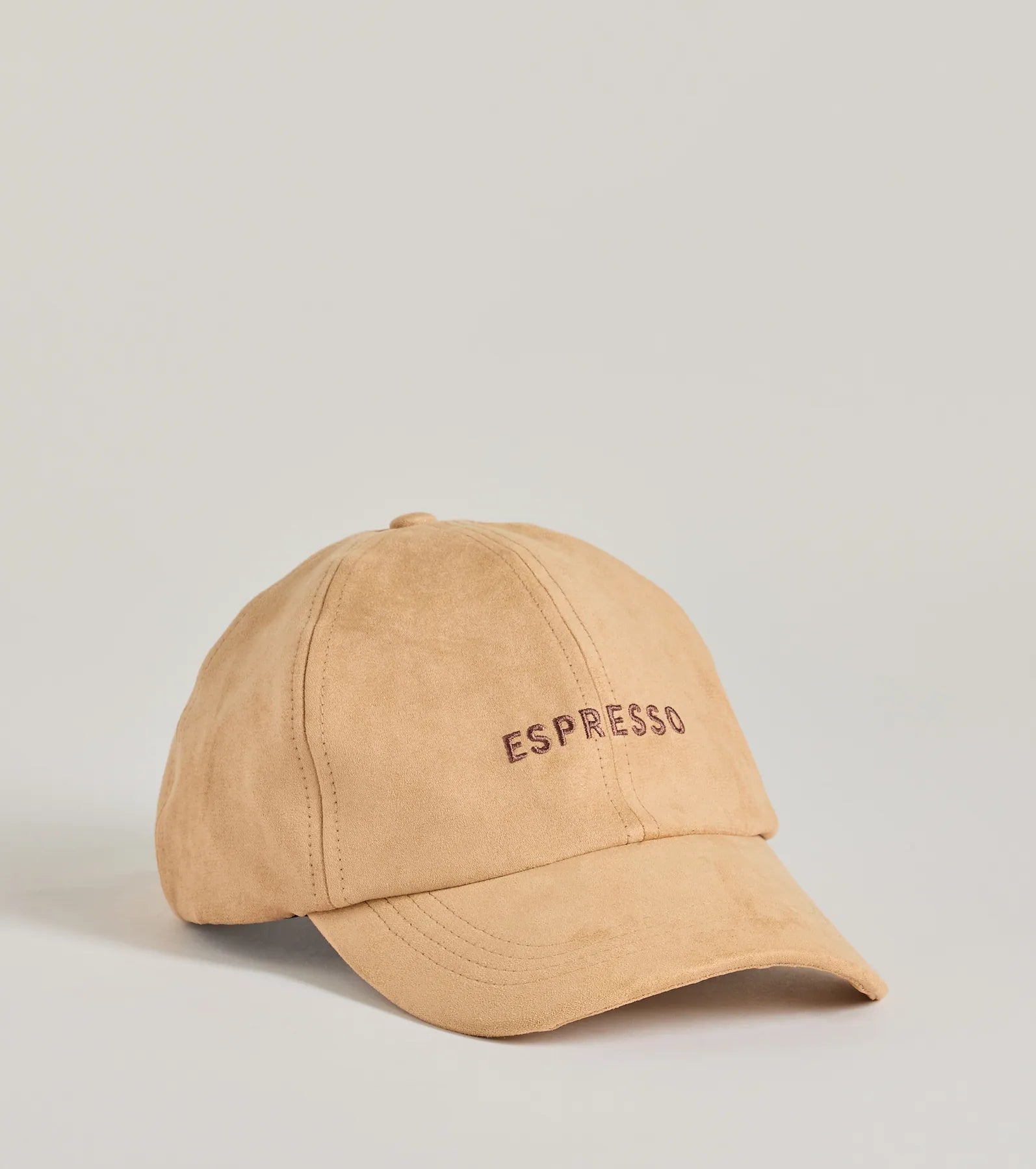 Premium Faux Suede Espresso Script Baseball Cap