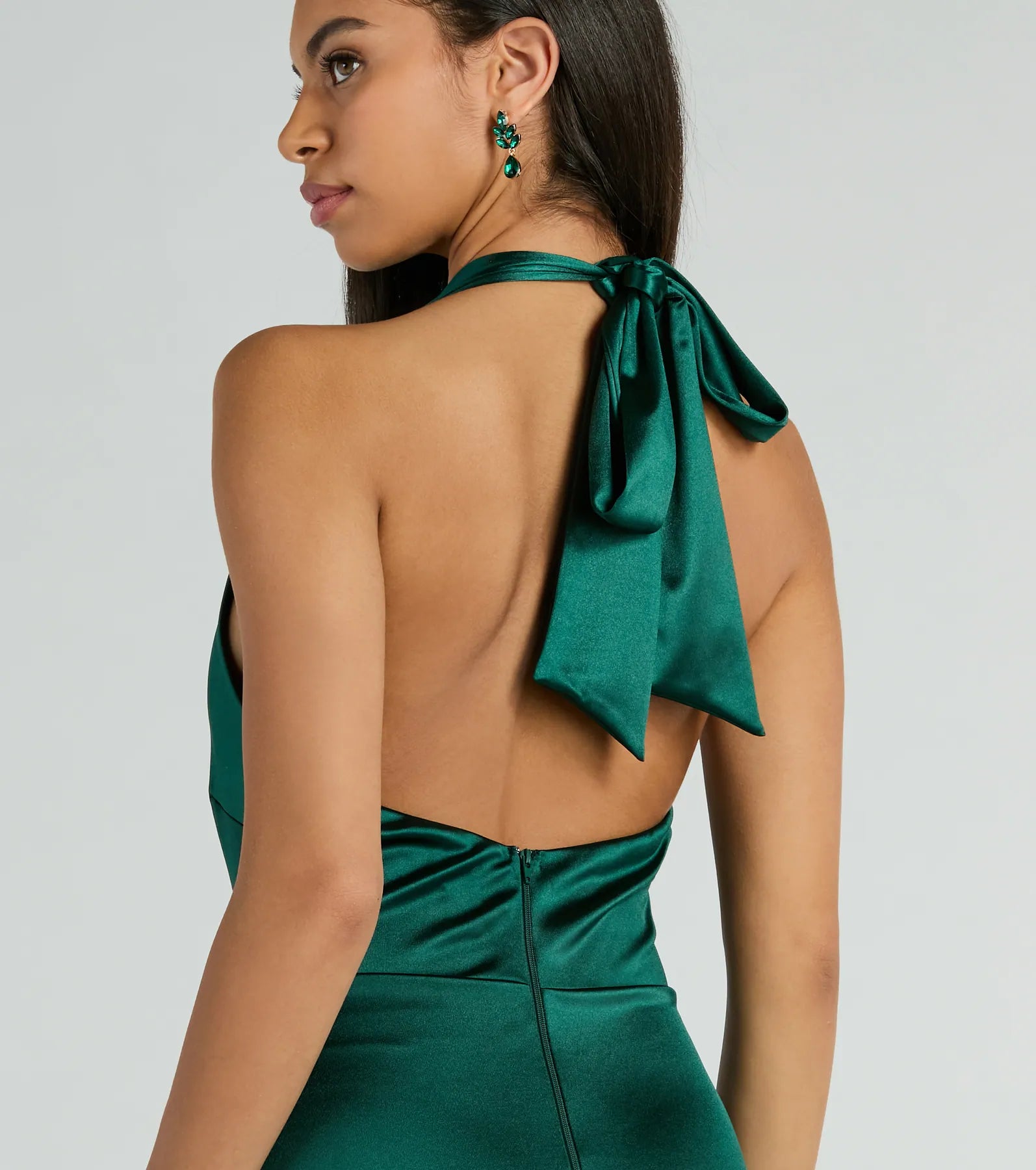 Premium Melina Satin Halter Dress with High Slit - Ultimate Elegance